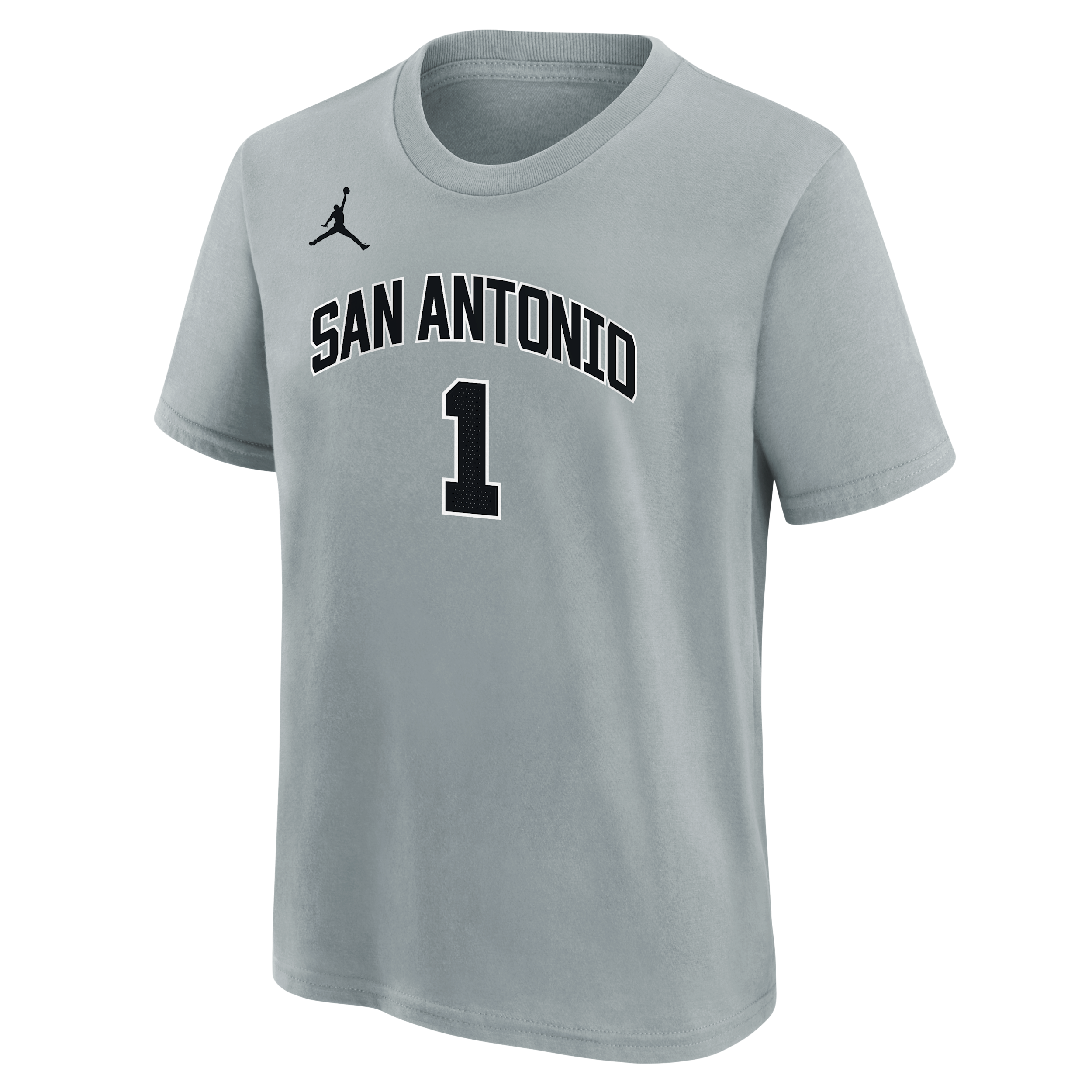 Jordan Youth San Antonio Spurs Victor Wembanyama #1 Silver Statement T-Shirt, XL, Gray