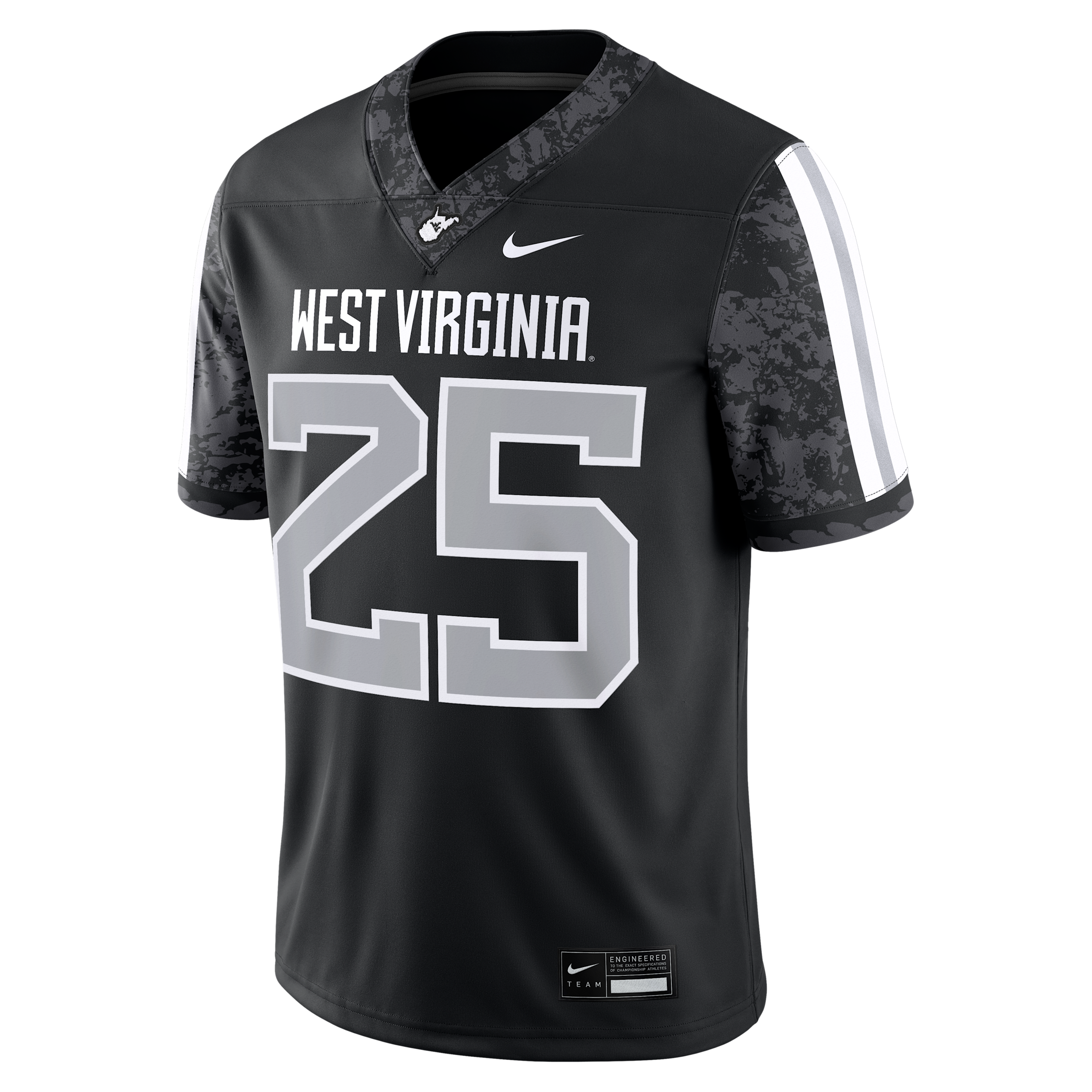 Nike Men's West Virginia Mountaineers #25 Black Replica Alternate Football Jersey, Large
