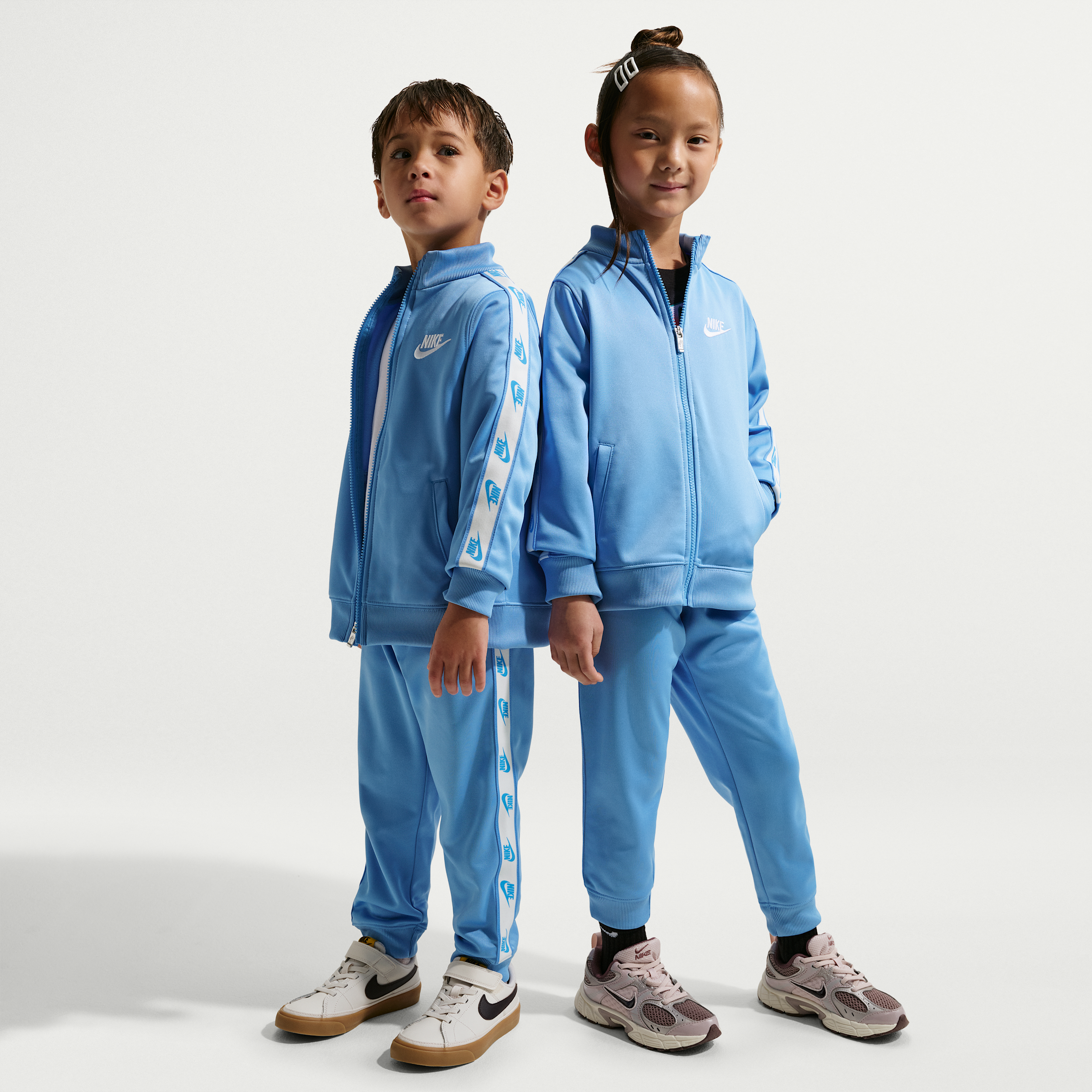 Nike Dri-FIT Little Kids' 2-Piece Full-Zip Set with Logo Taping in Blue | 86M452-B9F