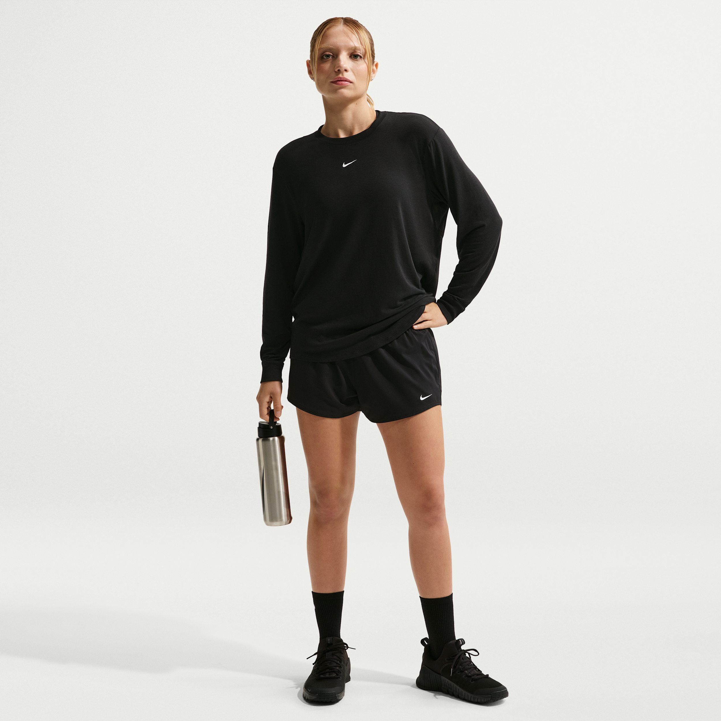 Nike Women's One Dri-FIT Mid-Rise 3" Brief-Lined Shorts in Black | DX6010-011