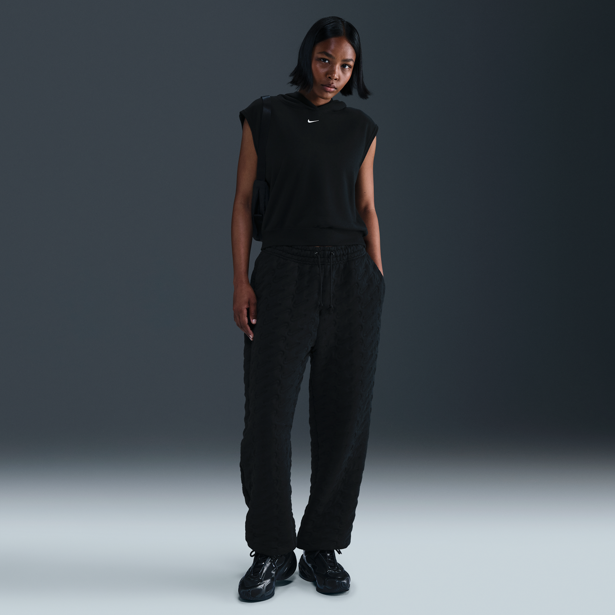 Nike Women's  Sportswear Phoenix Fleece Oversized High-waisted Jacquard Pants In Black