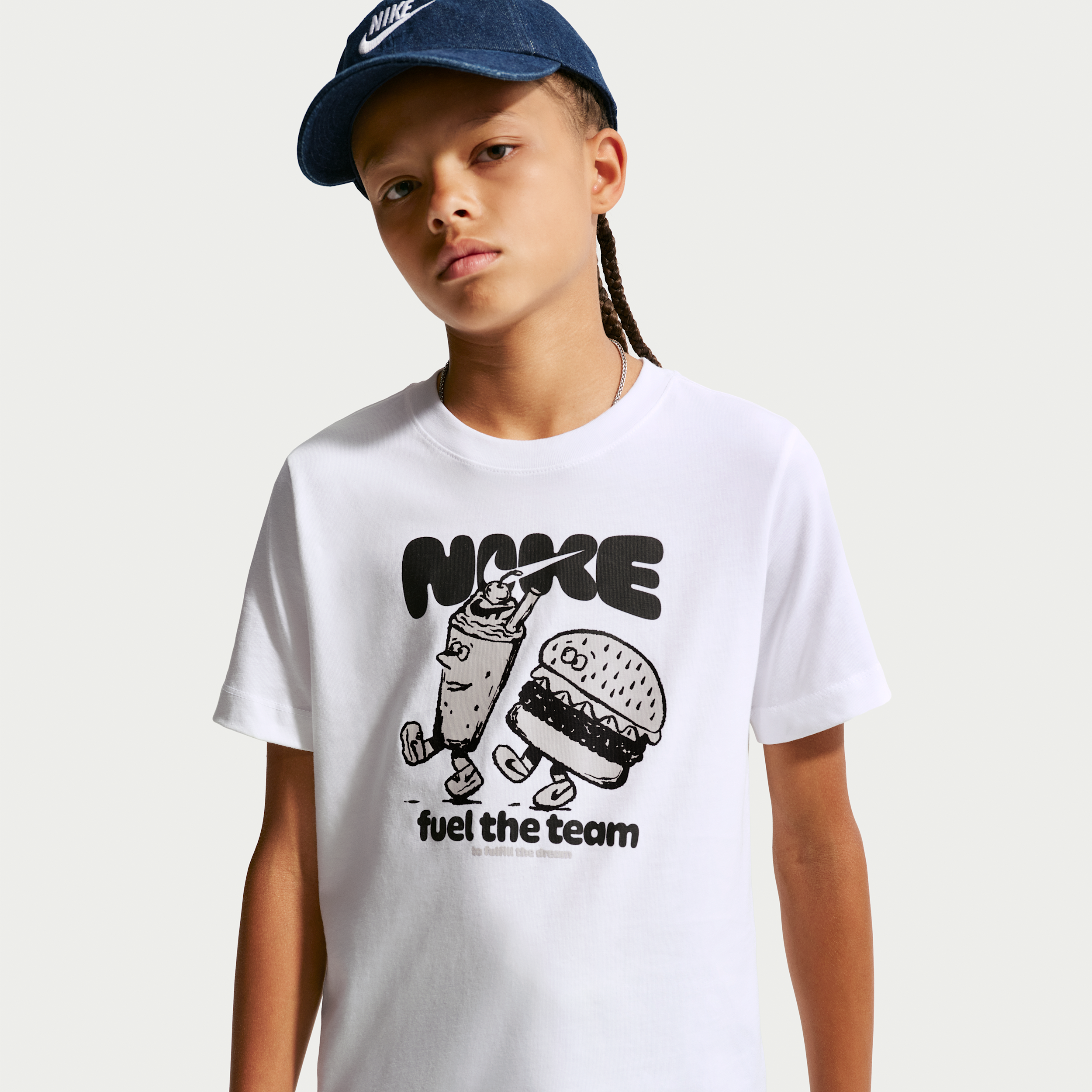 Nike Sportswear Burger Shake Fuel Graphic Tee, Boys', Medium, White