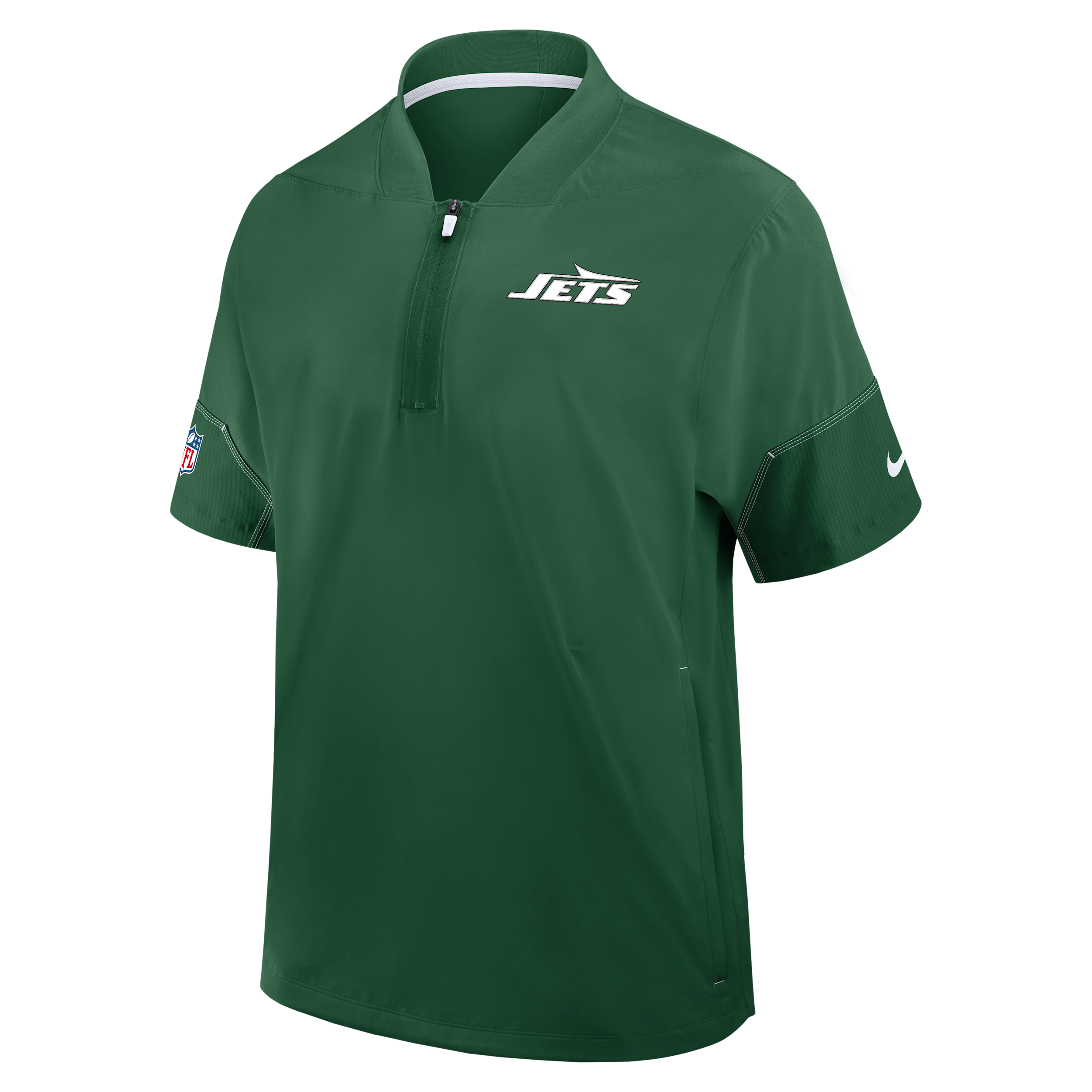New York Jets Sideline Coach Nike Men's NFL 1/2-Zip Short-Sleeve Hooded Jacket in Green | 03BO089K72-2J5
