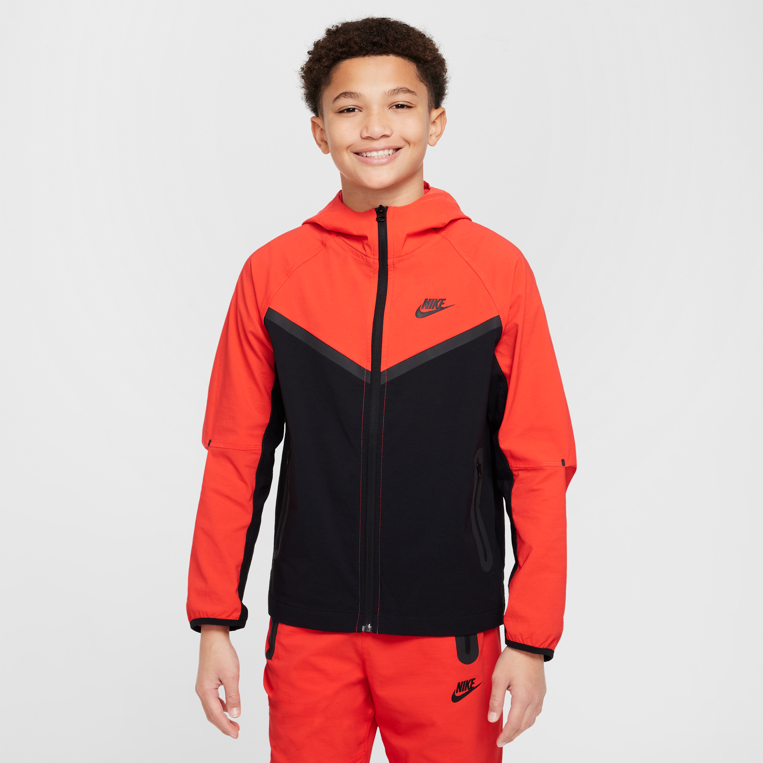 Nike Boys Nsw Tech Woven Full-zip Jacket Pd In Black