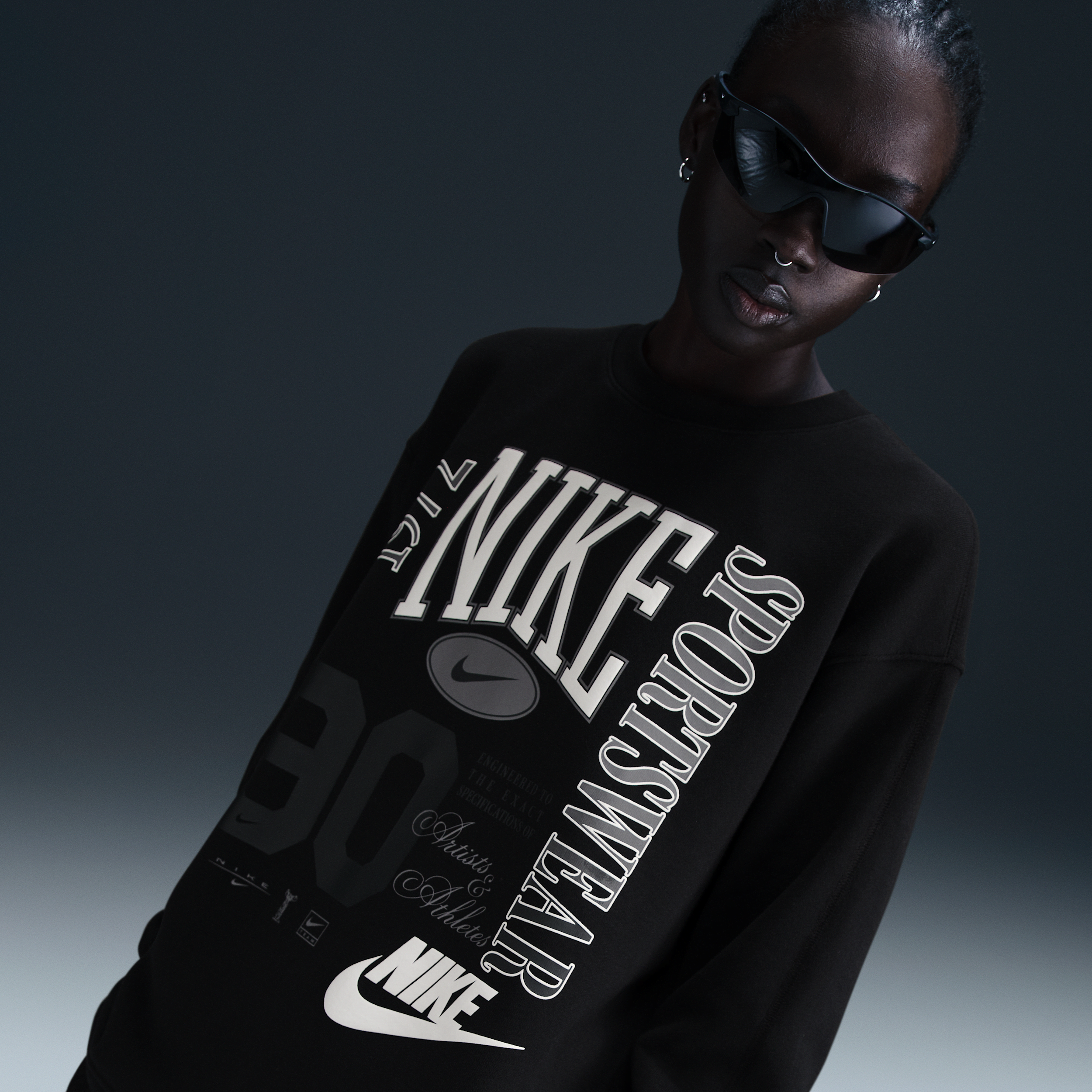 Nike Sportswear Street Crewneck Graphic Sweatshirt In Black