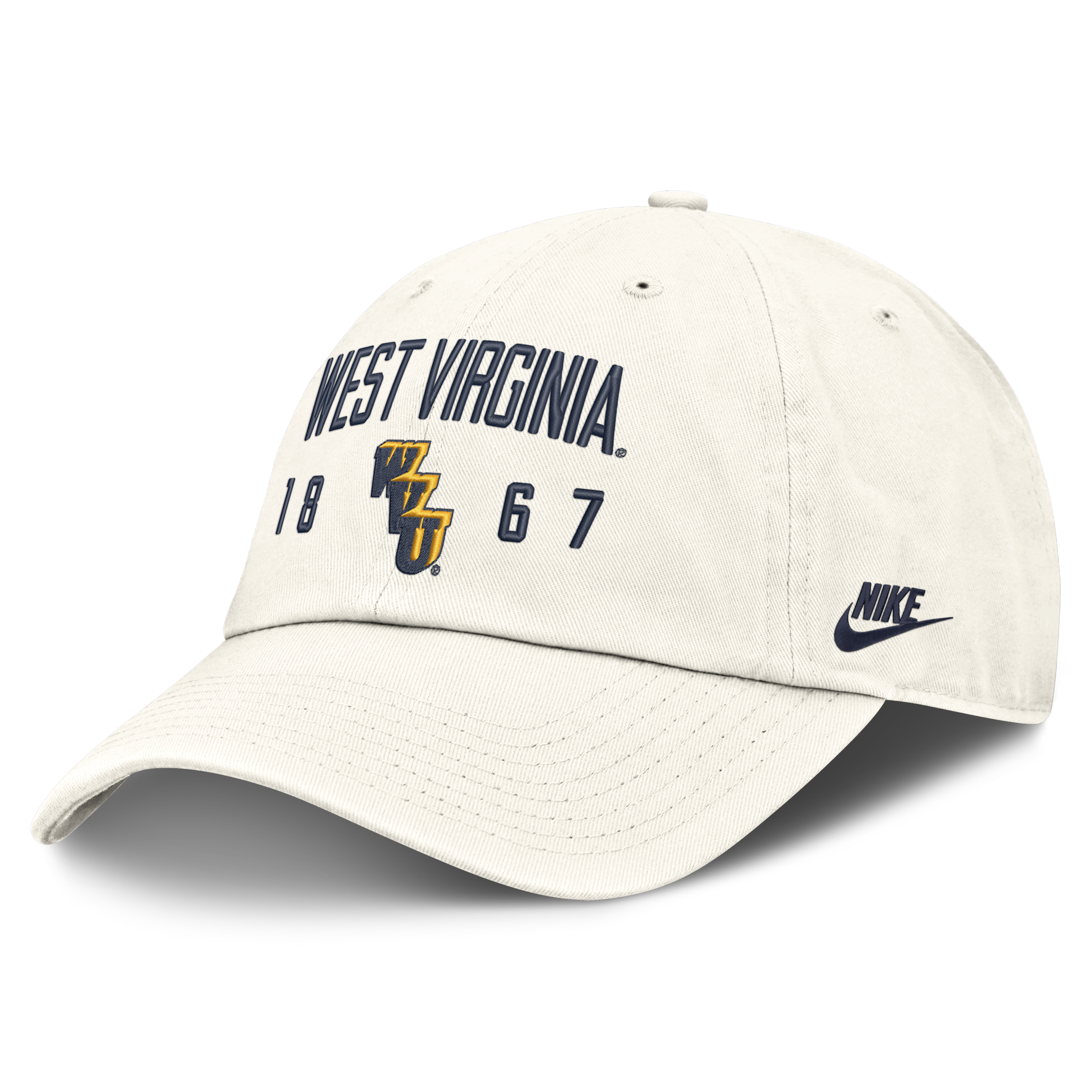 West Virginia Natural Club Nike Men's College Adjustable Hat in White | NC0111KWVV-3WA
