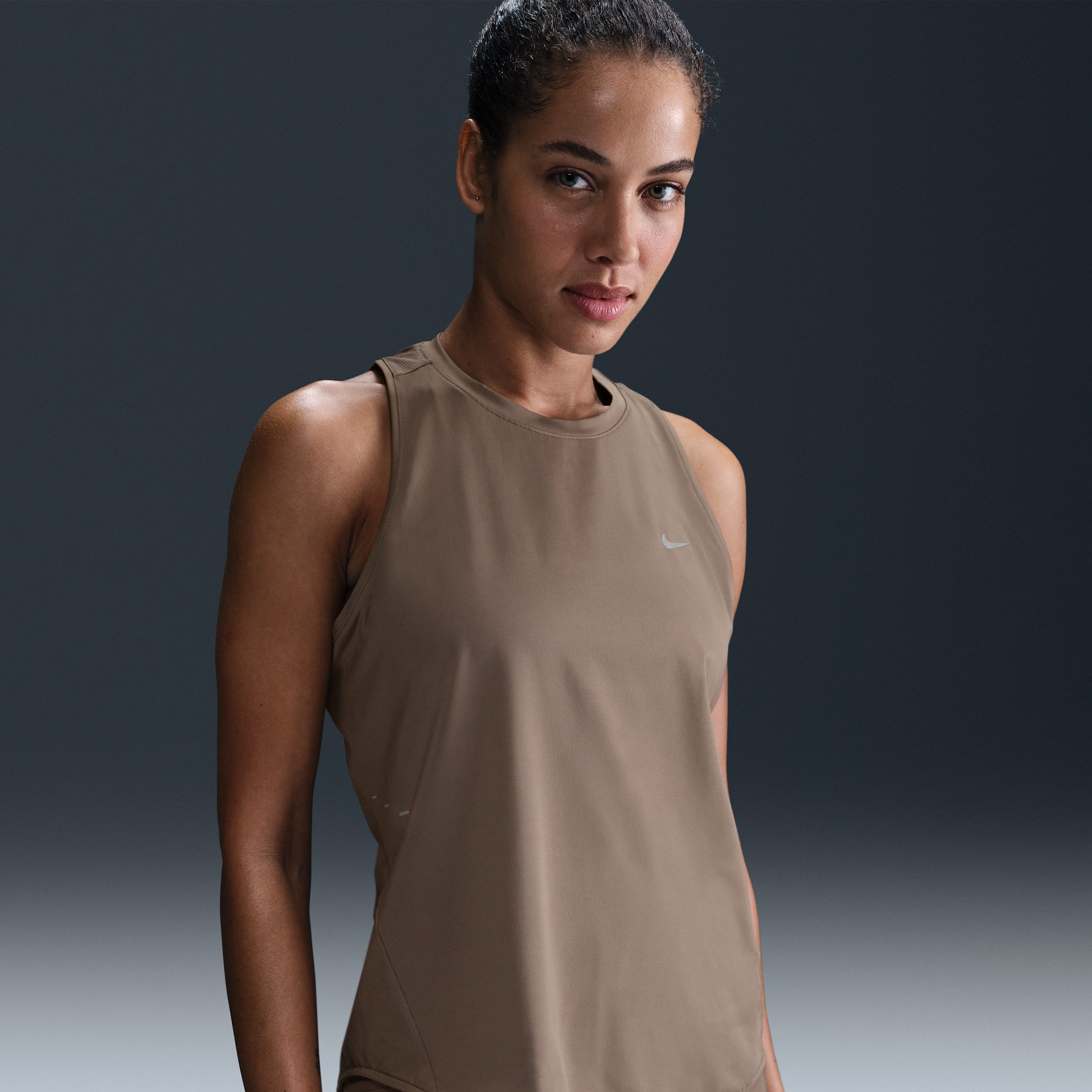 Nike Swift Dri-fit Running Tank Top In Brown