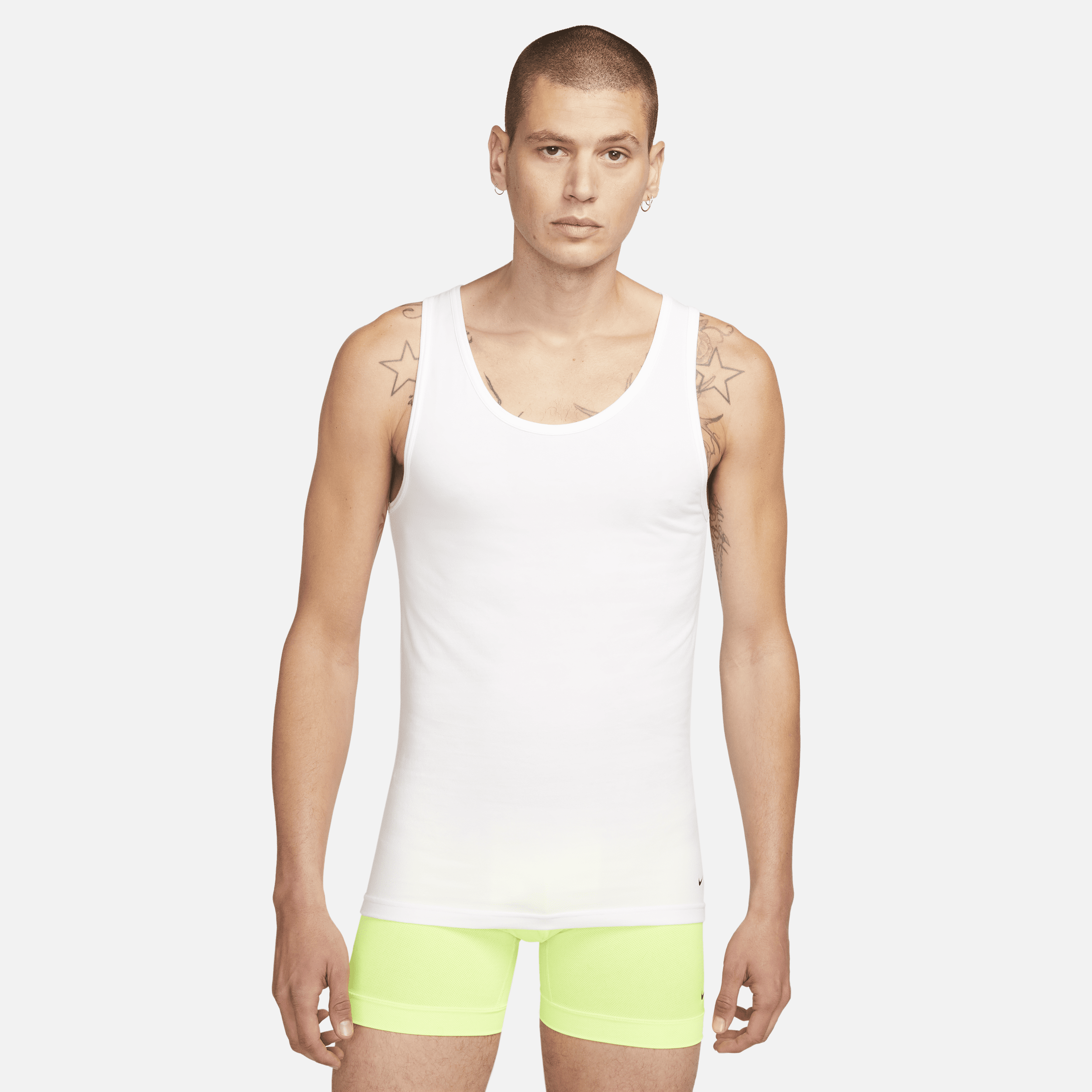 Shop Nike Men's Dri-fit Essential Cotton Stretch Slim Fit Tank Top Undershirt (2-pack) In White