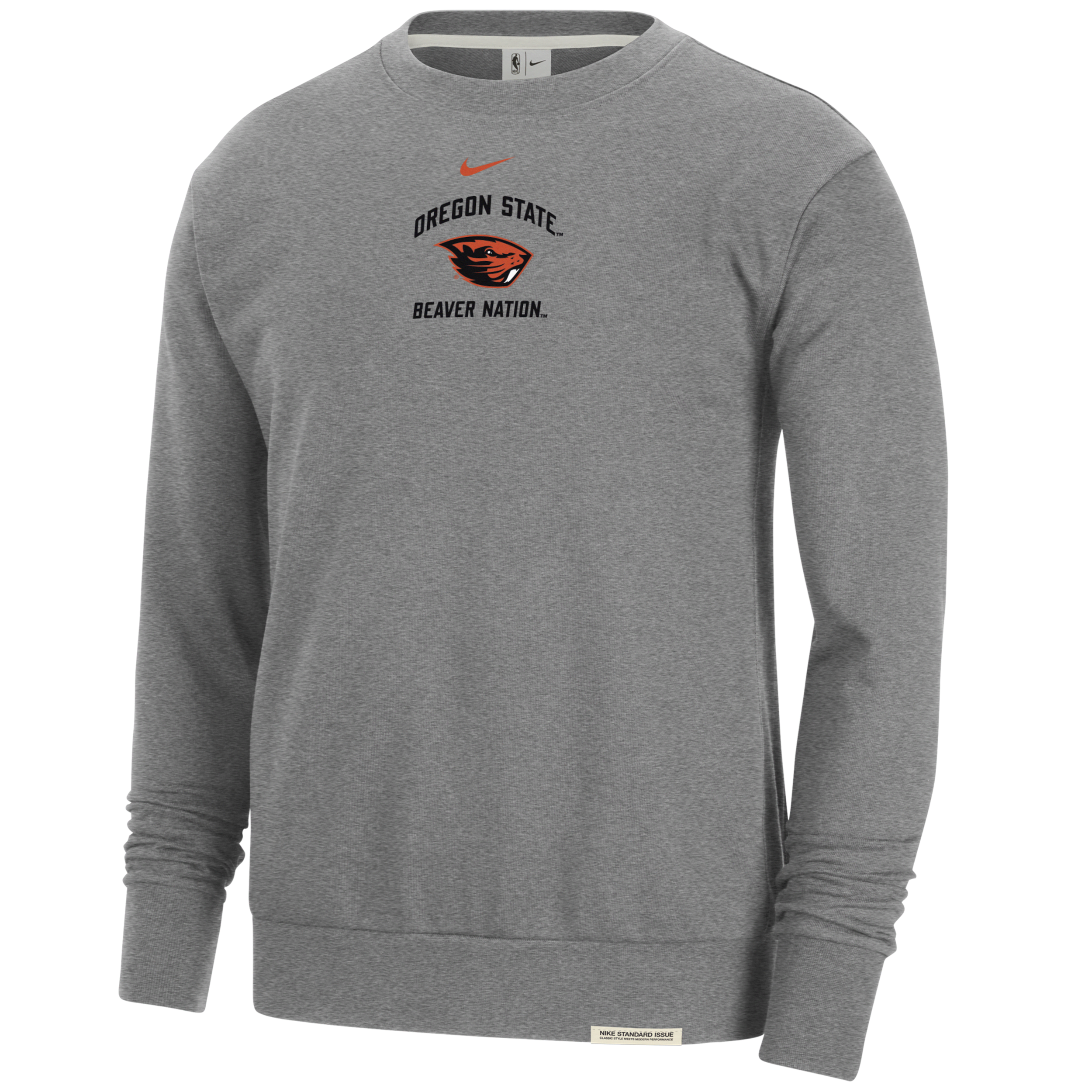 Nike Oregon State Standard Issue  Men's College Fleece Crew-neck Sweatshirt In Grey