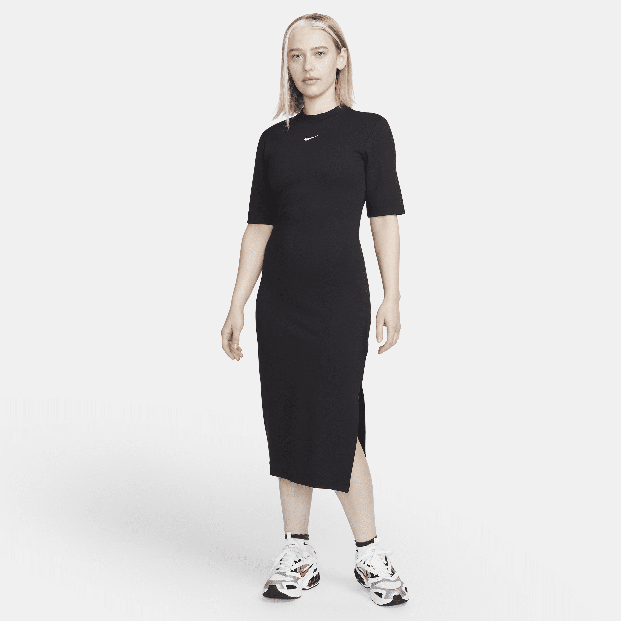 Shop Nike Women's  Sportswear Essential Tight Midi Dress In Black