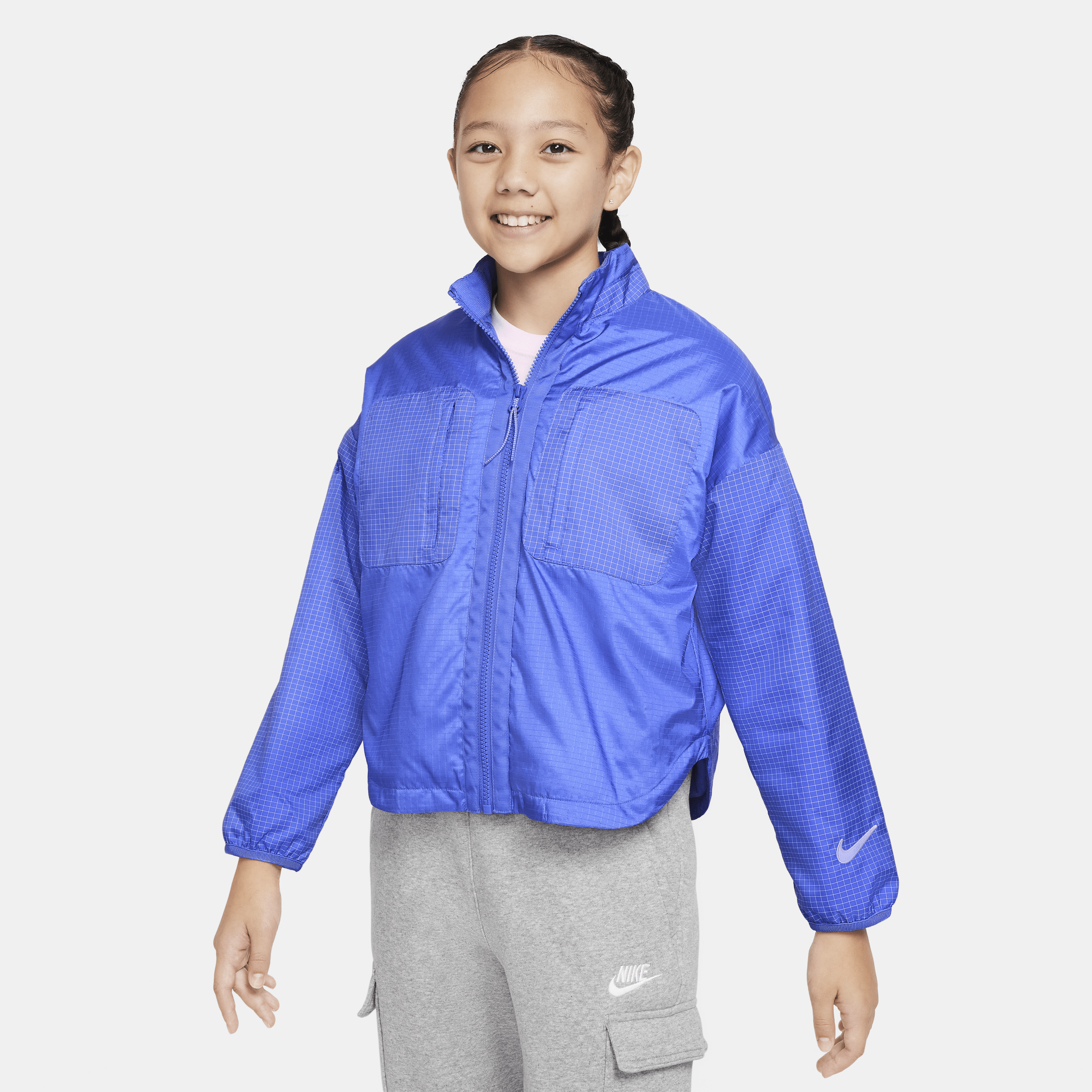 Shop Nike Sportswear Therma-fit Repel Big Kids' (girls') Shirt-jacket In Blue