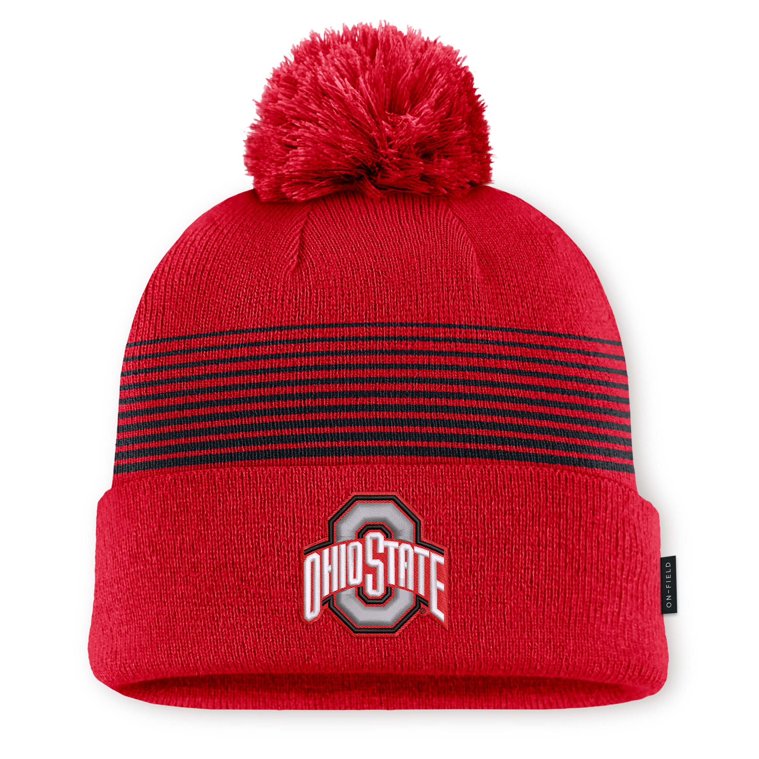 Nike Men's and Women's Scarlet Ohio State Buckeyes 2026 On-Field Cuffed Knit Pom Hat - Scarlet, Black