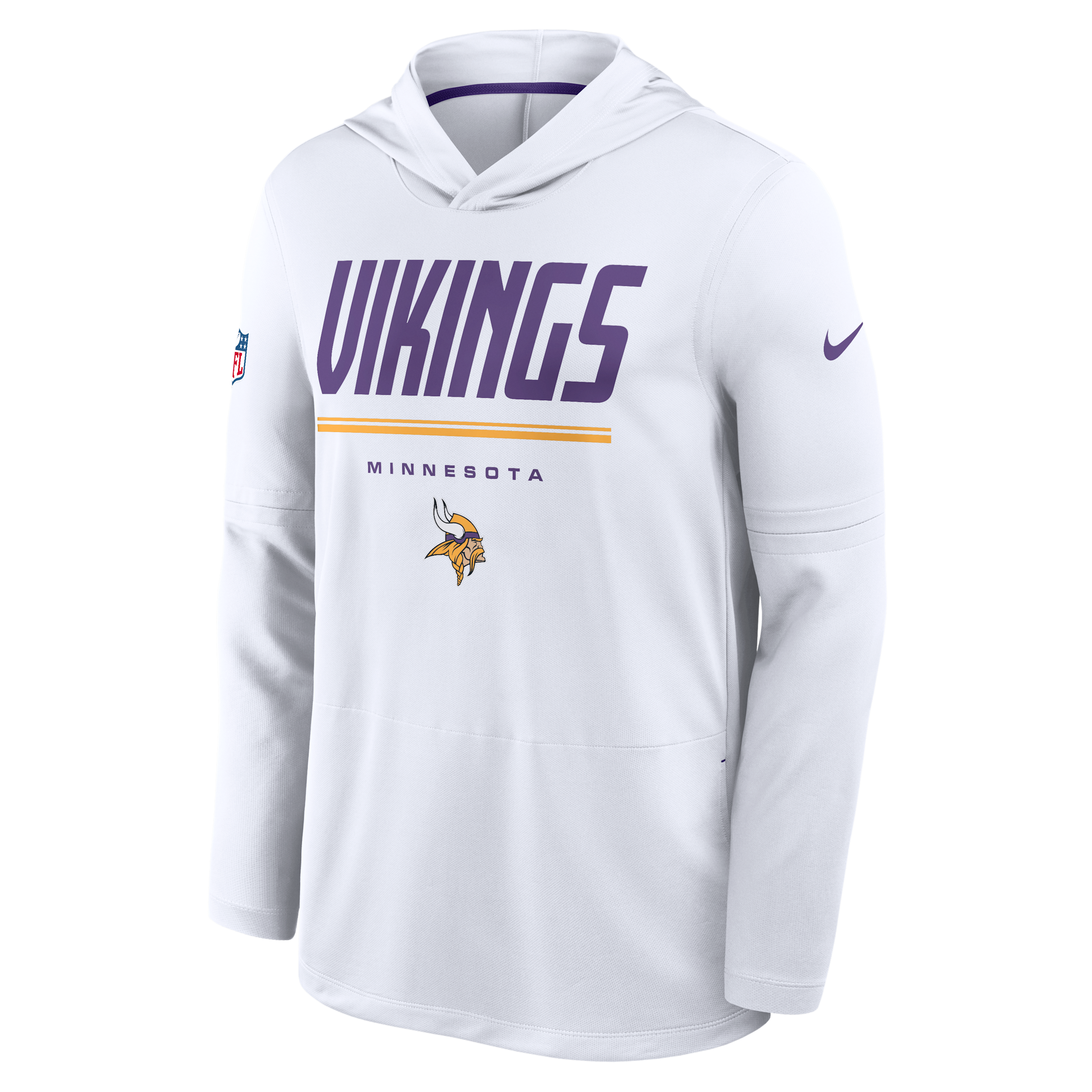 Nike Men's White Minnesota Vikings Sideline Lightweight Long Sleeve Hooded Dri-fit T-Shirt - White, Purple