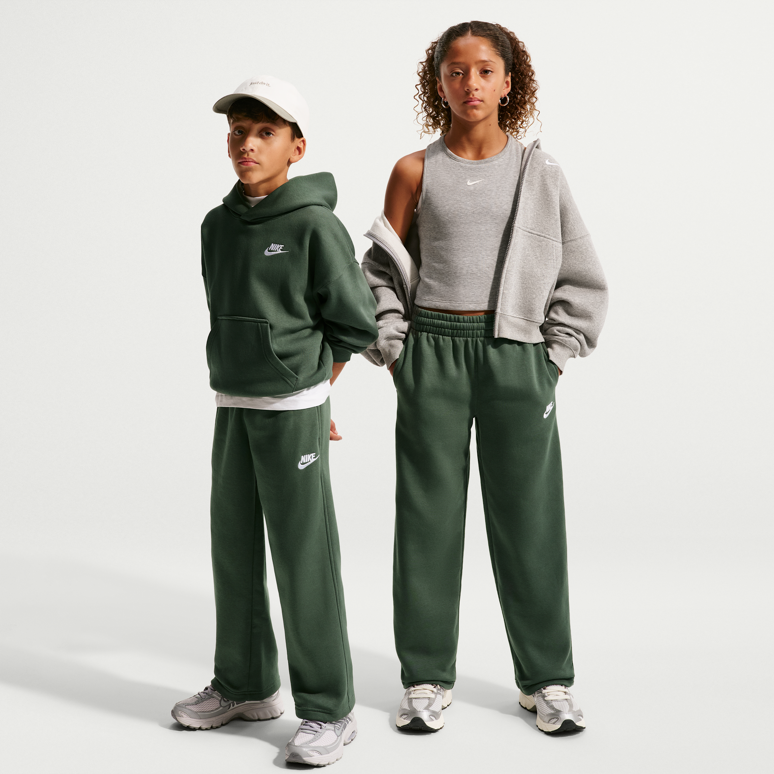 Nike Kids' Sportswear Loose Open Hem Pant, Medium, Camo Green/White