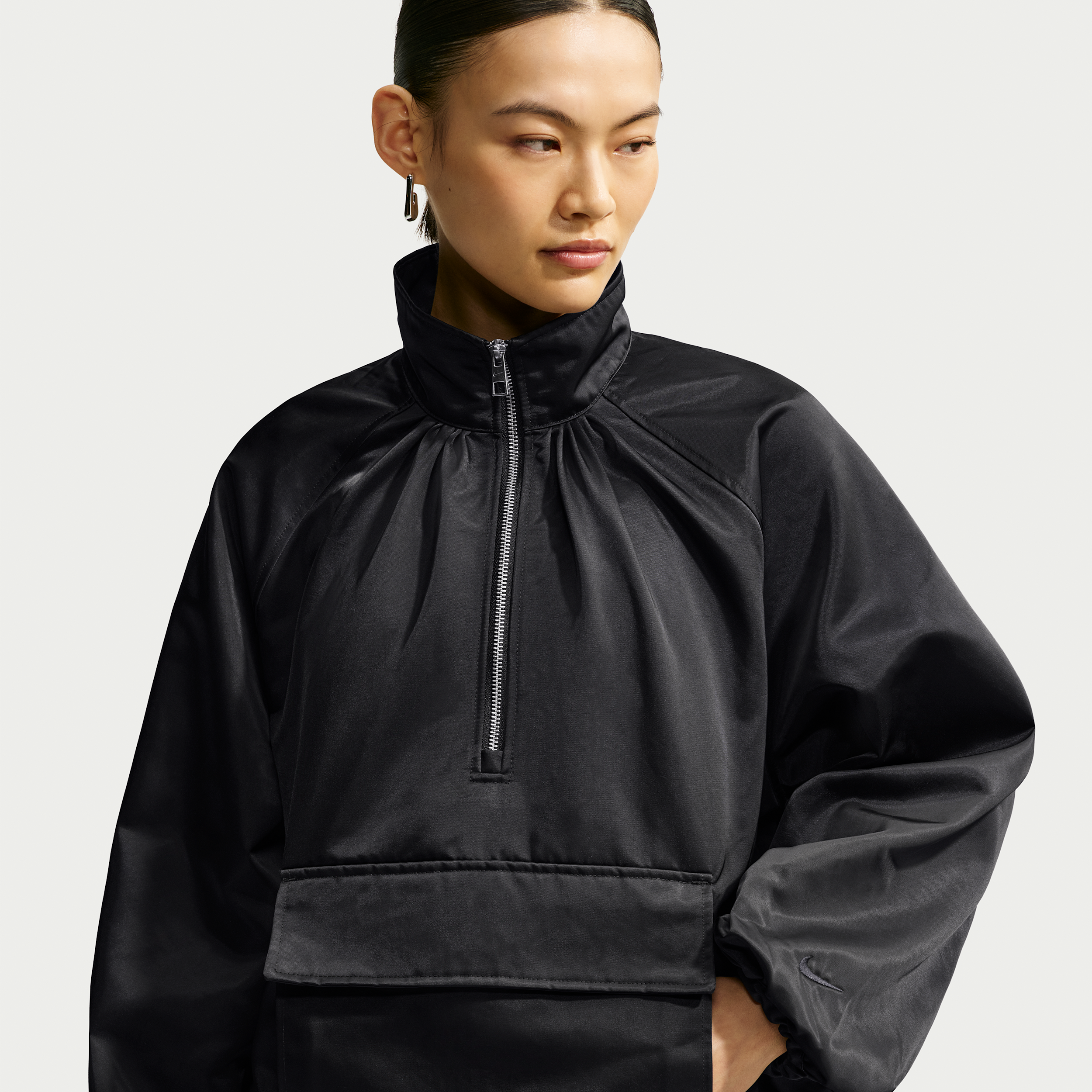 Women's Nike Sportswear Satin 1/4-Zip Anorak in Black | IV4995-010