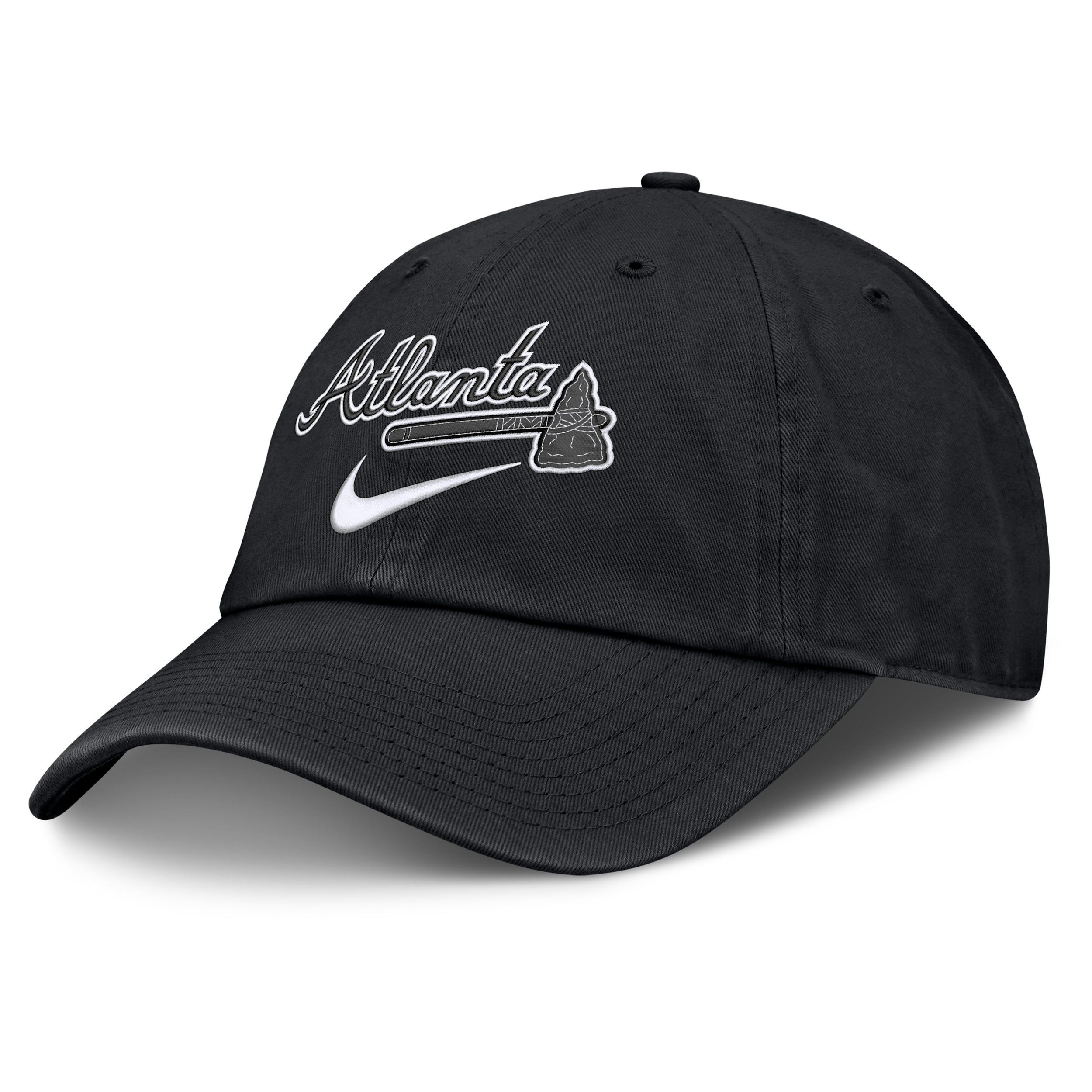 Atlanta Braves Primetime Club Nike Men's MLB Unstructured Adjustable Hat in Black | NB0100AAW-ZHP