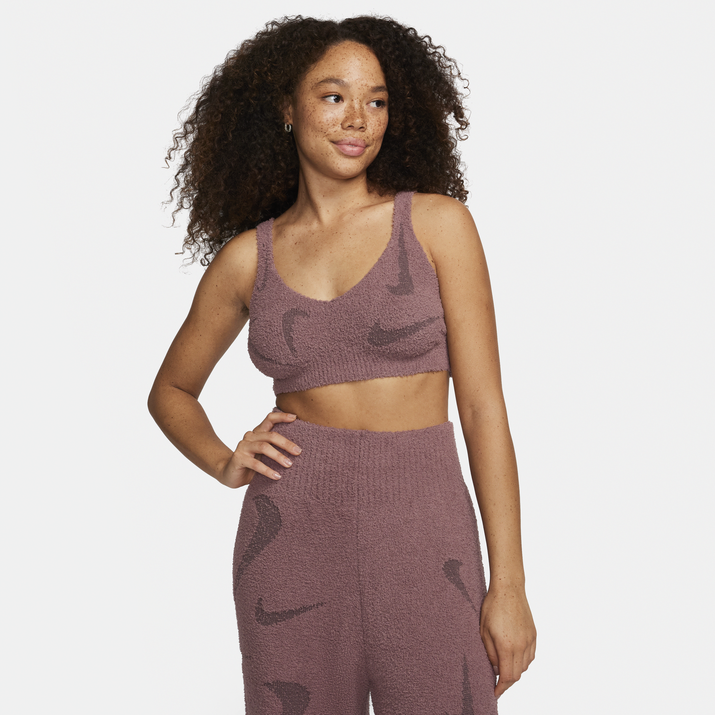 Nike Women's  Sportswear Phoenix Cozy Bouclé Knit Bra In Purple