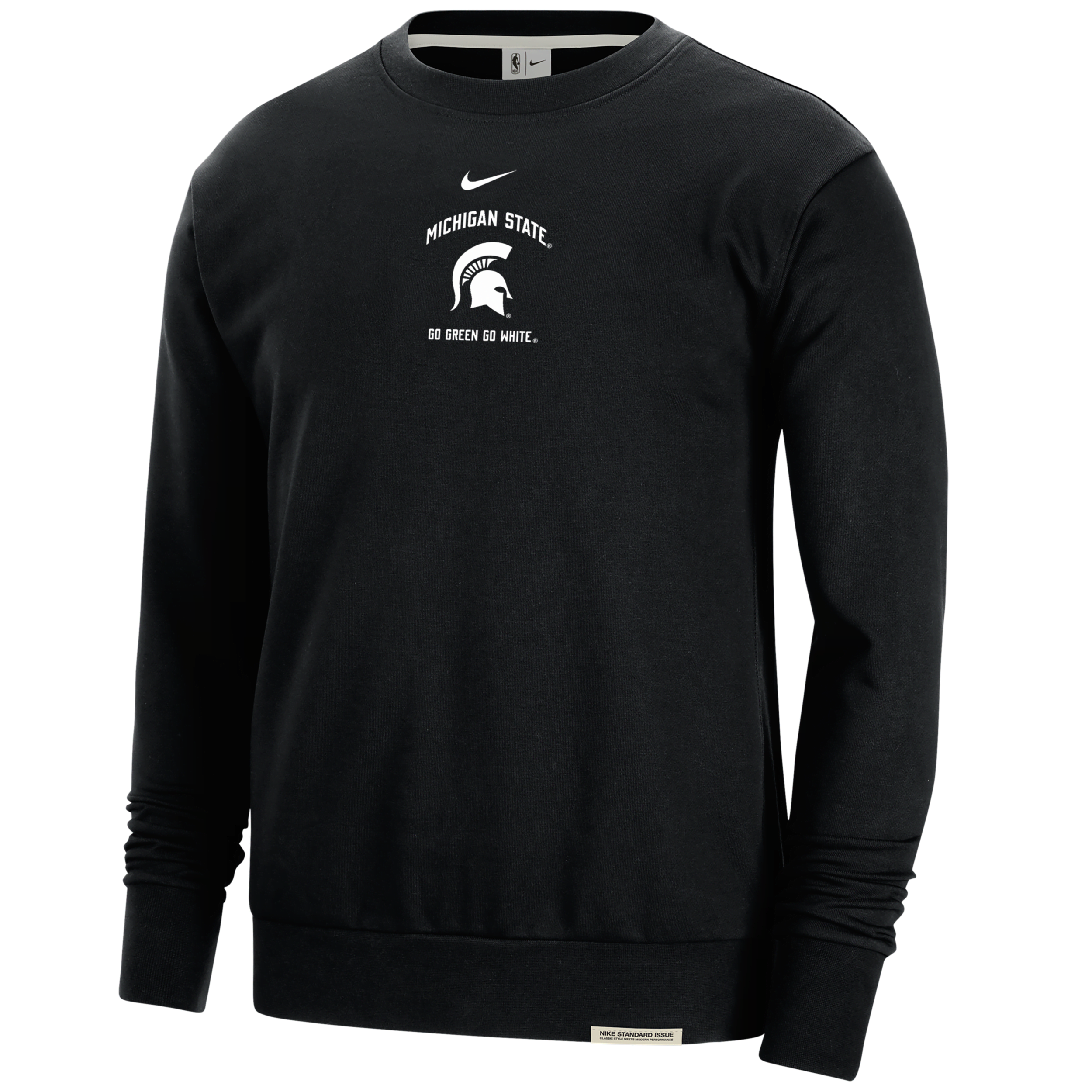 Nike Michigan State Standard Issue  Men's College Fleece Crew-neck Sweatshirt In Black