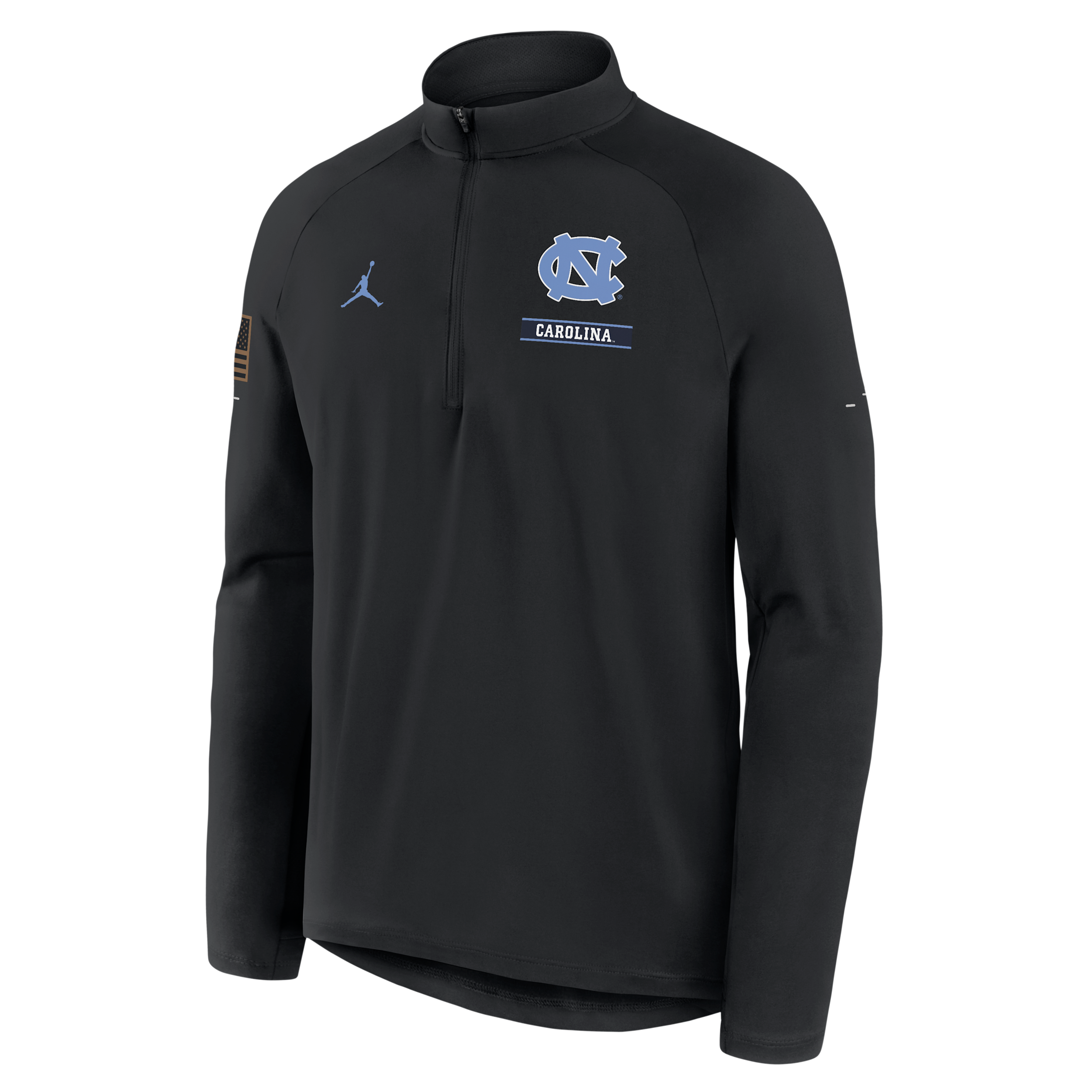 Nike Men's North Carolina 2026 Military Appreciation Stride Jordan Brand Dri-FIT College 1/2-Zip Long-Sleeve Top in Black | 0JV100ANCN-9UW