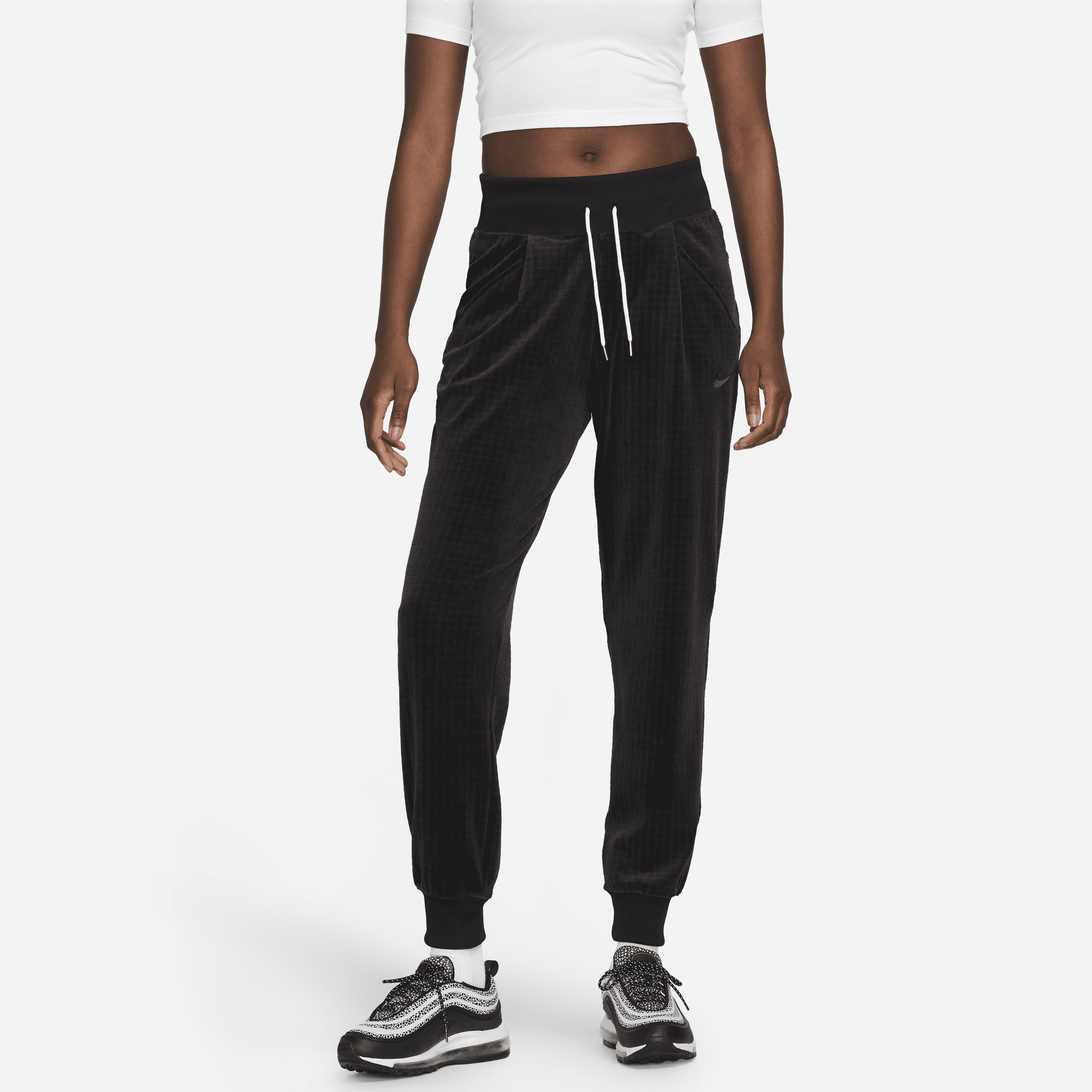 Nike Women's  Sportswear High-waisted Velour Jogger Pants In Black