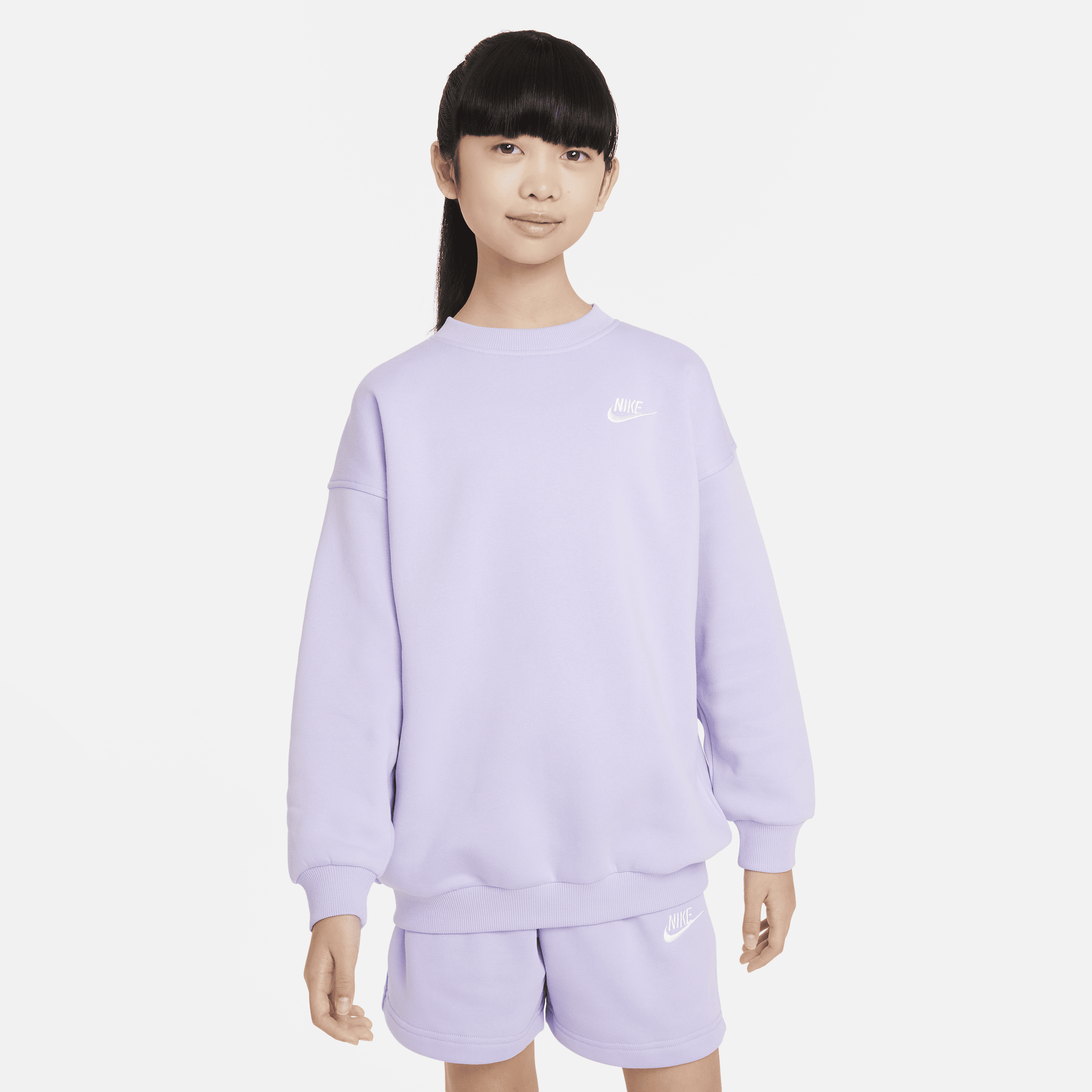 Shop Nike Sportswear Club Fleece Big Kids' (girls') Oversized Sweatshirt In Purple