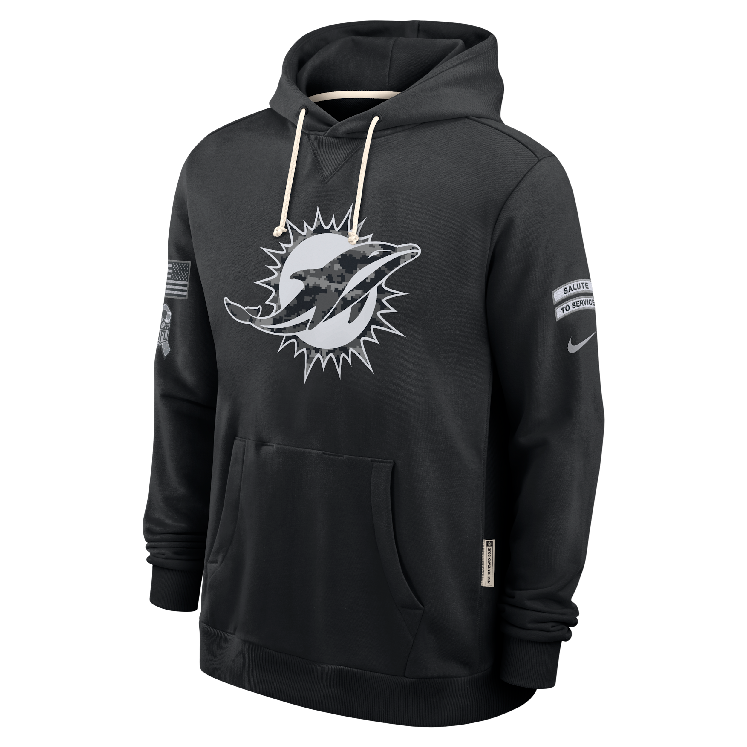 Miami Dolphins Salute to Service Sideline Nike Men's Dri-FIT NFL Pullover Hoodie in Black | 03AZ00AA2J-CYB