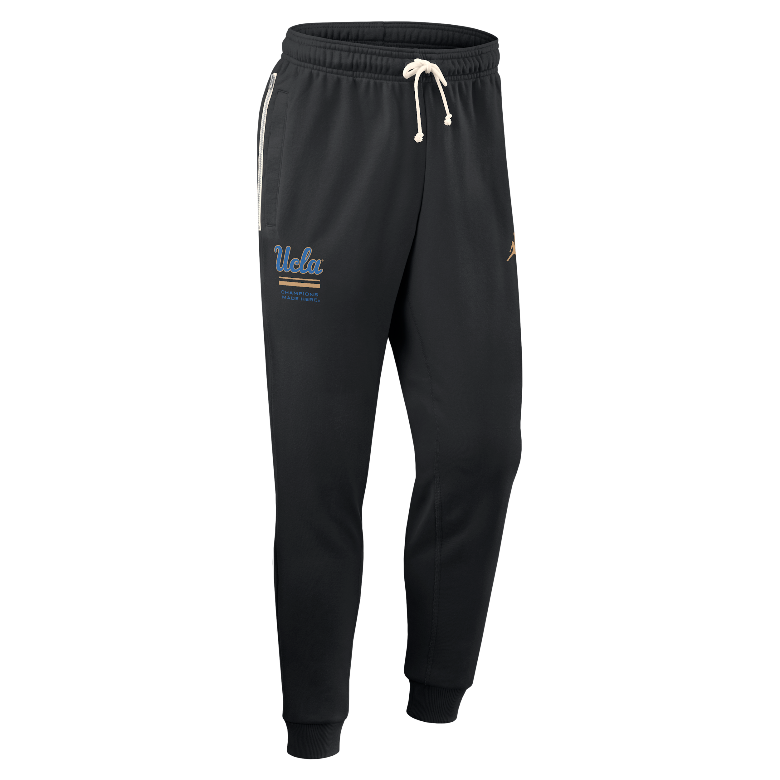 Men's UCLA Sideline Standard Issue Jordan Brand Dri-FIT College Taper Pants in Black | 0JB000AUCL-WL2