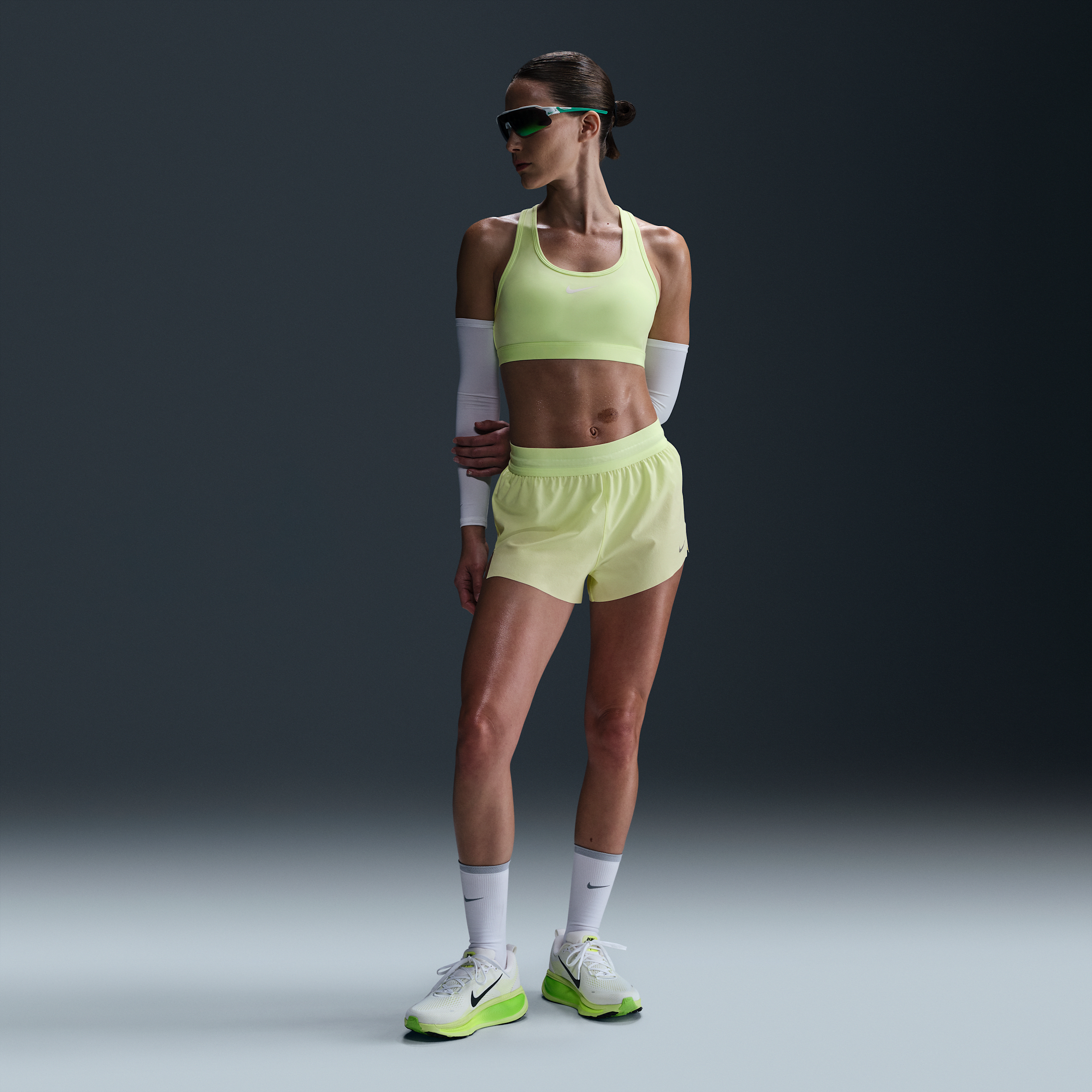 Nike Women's Swift Dri-fit Mid-rise 2.5" Brief-lined Running Shorts In Yellow