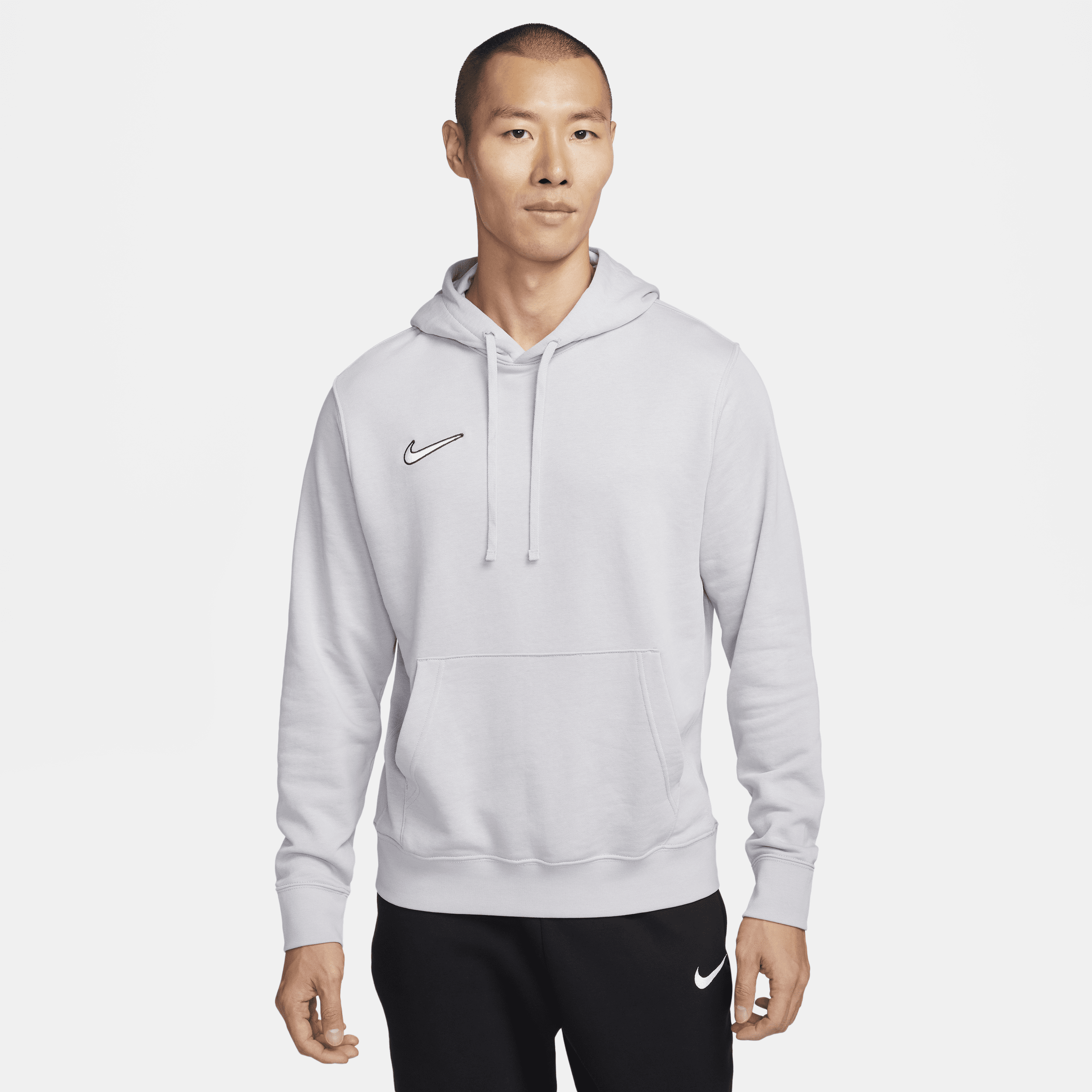Shop Nike Men's Club Pullover French Terry Soccer Hoodie In Grey