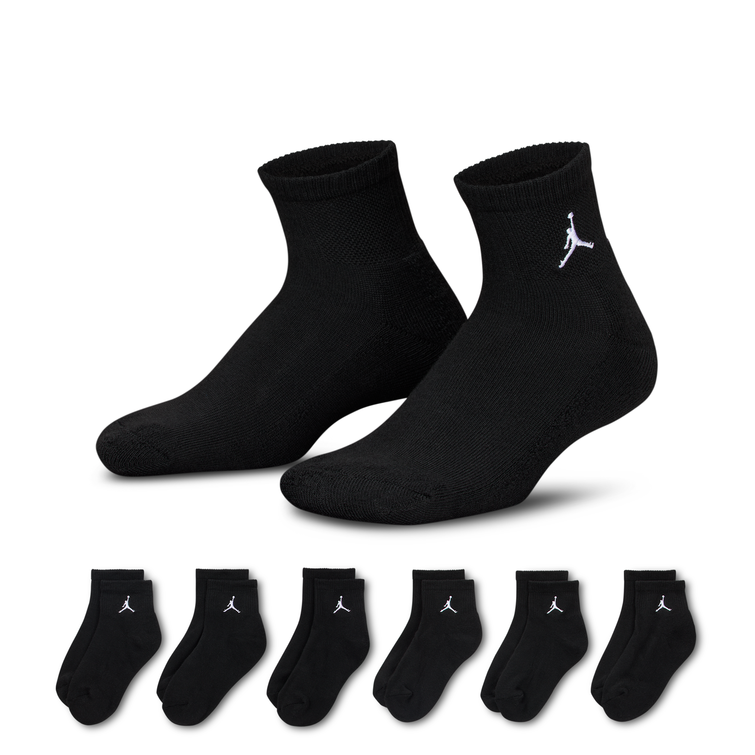 Jordan Everyday Essentials Big Kids' Ankle Socks (6 Pairs) In Black