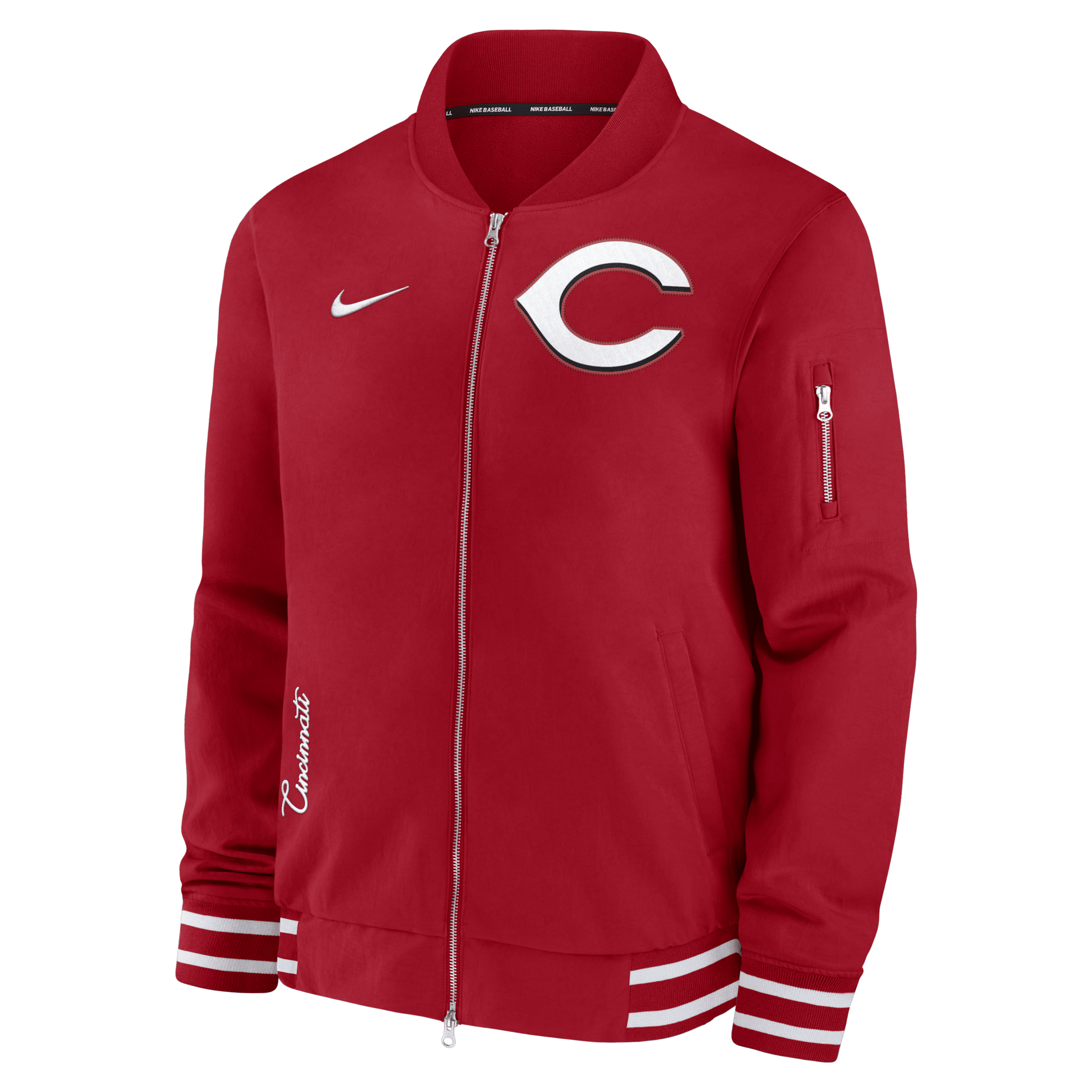 Nike Cincinnati Reds Authentic Collection  Men's Mlb Full-zip Bomber Jacket