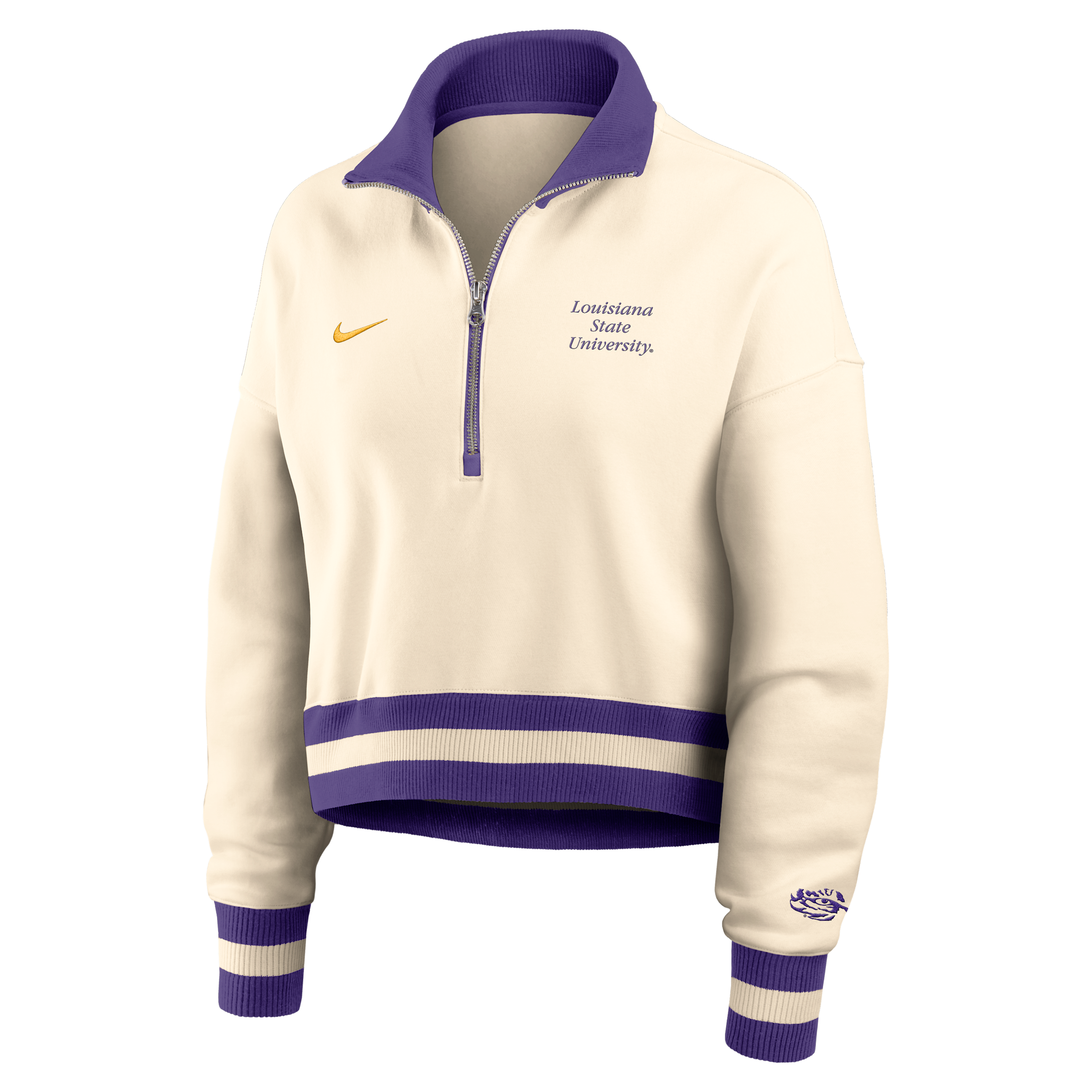 Nike Lsu Legacy Women's College Cropped 1/4-zip Crew In Blue