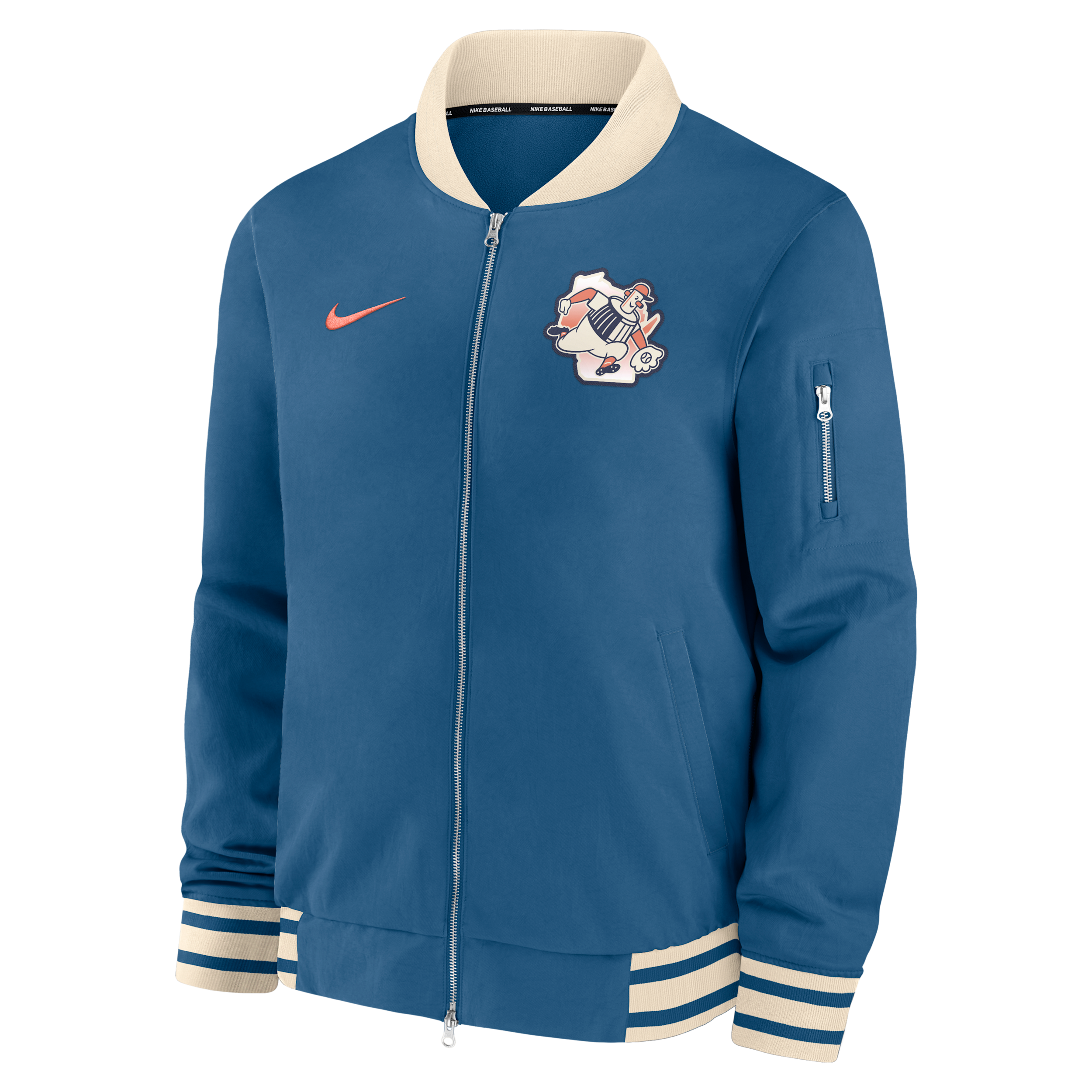 Milwaukee Brewers Authentic Collection City Connect Nike Men's MLB Full-Zip Bomber Jacket in Blue | 02F30HUEMZB-TRY