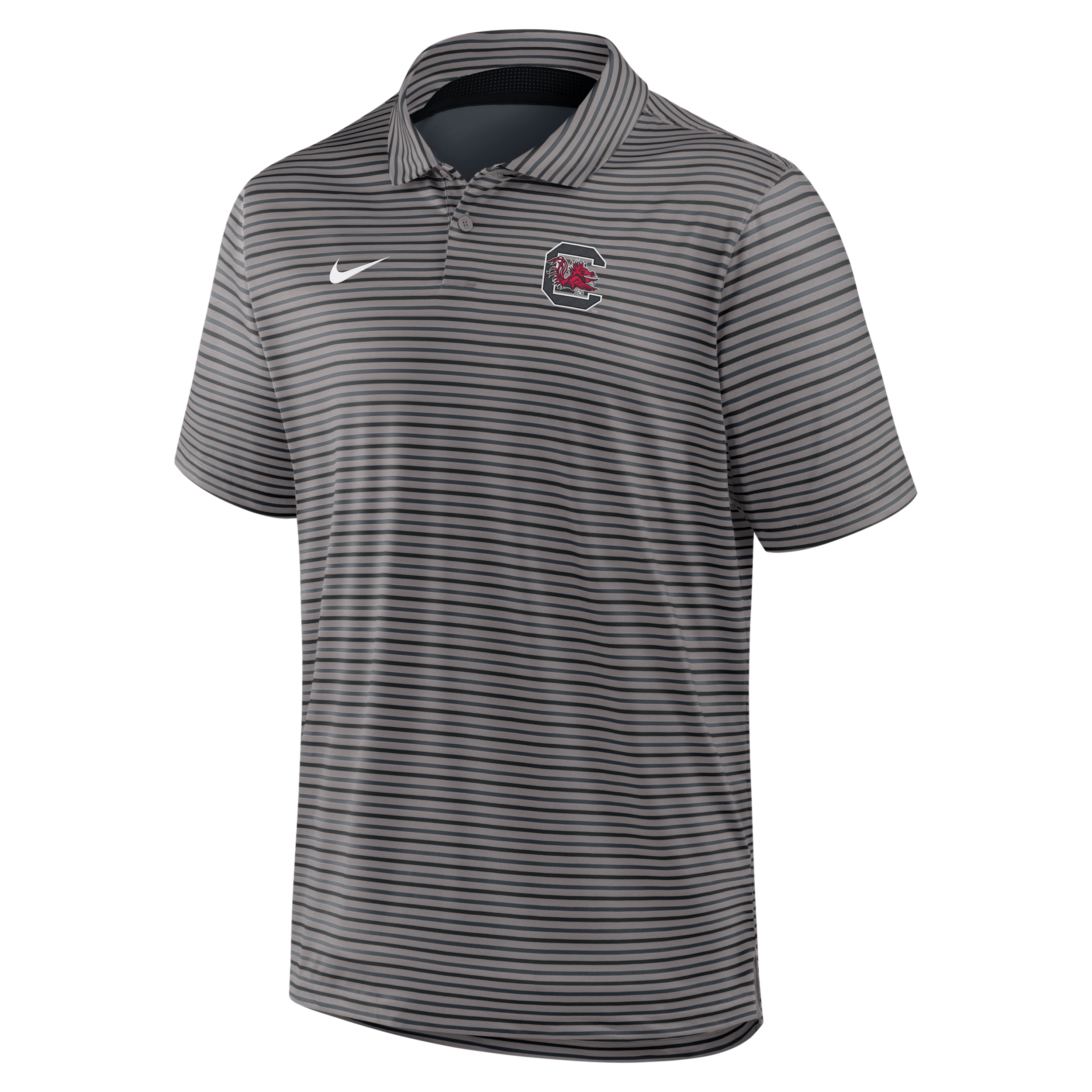 Nike Men's Gray South Carolina Gamecocks Coaches Dri-fit Tour Stripe Polo Shirt - Gray