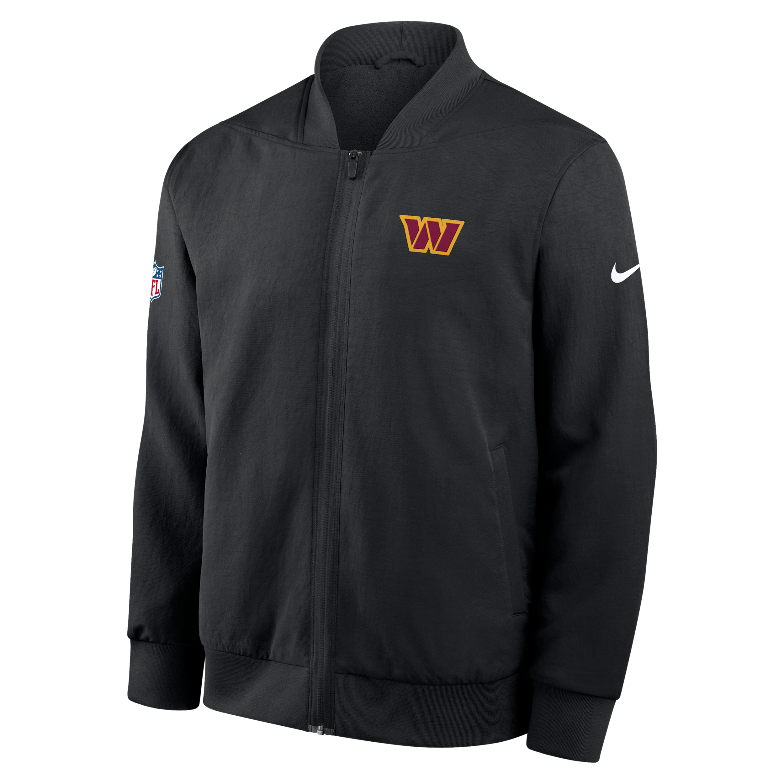 Nike Men's Black Washington Commanders Sideline Powerful Blocking Full-Zip Dri-fit Bomber Jacket - Black