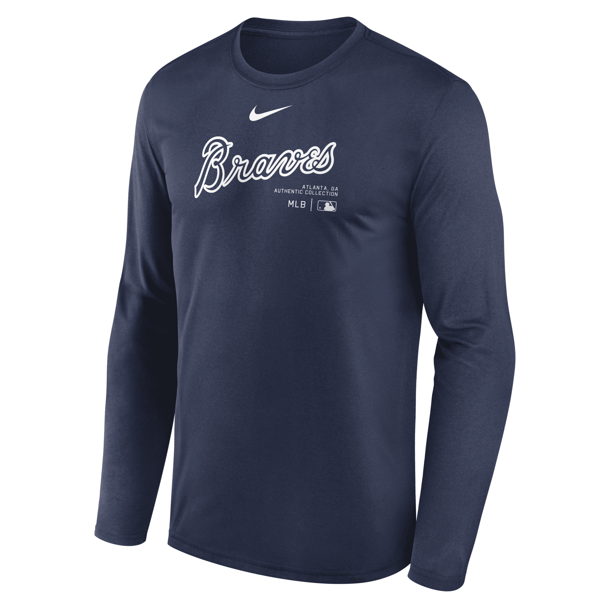 Nike Atlanta Braves Authentic Collection Practice  Men's Dri-fit Mlb Long-sleeve T-shirt In Blue