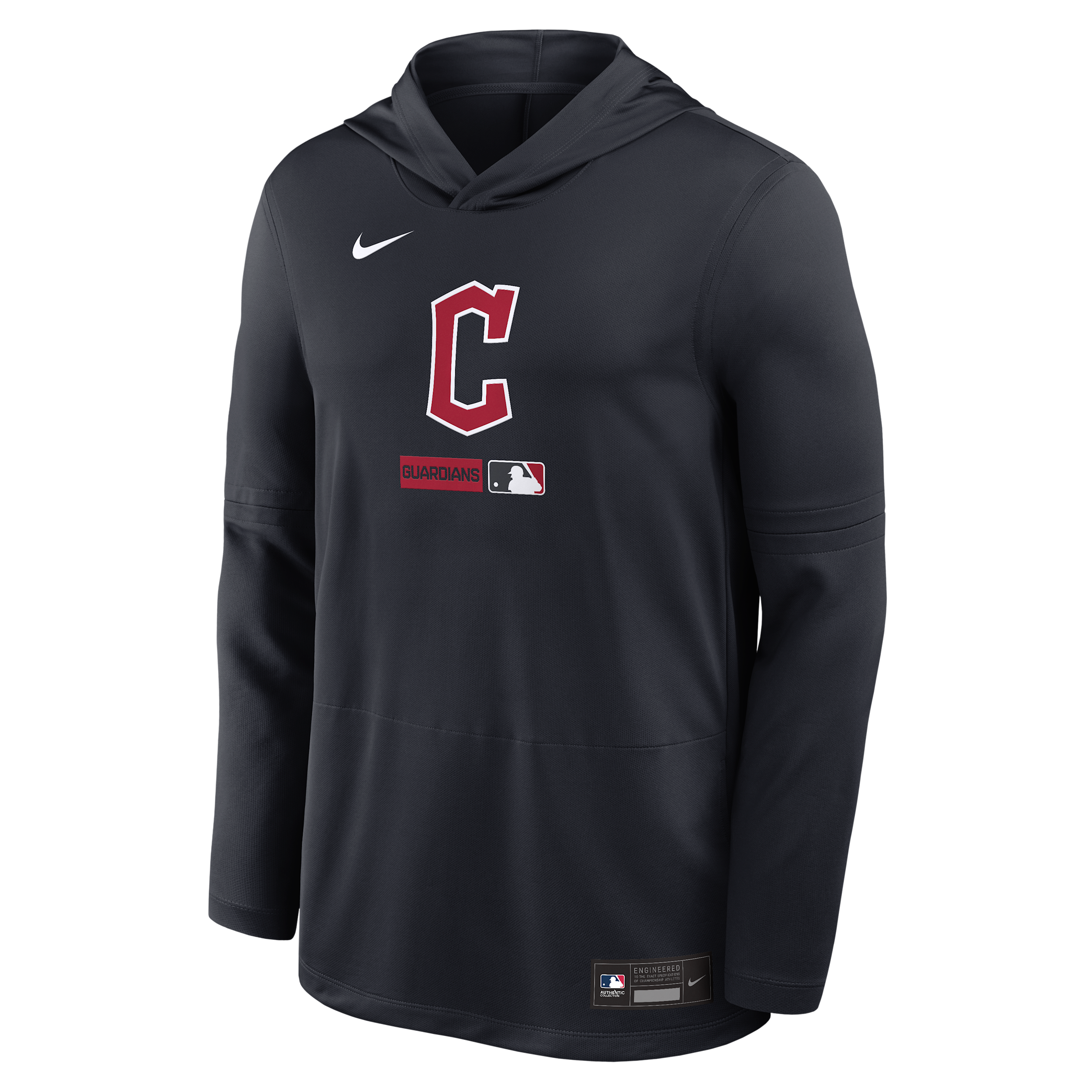 Cleveland Guardians Authentic Collection Nike Men's Dri-FIT MLB Long-Sleeve Hooded Top in Blue | 03B94FAGUA-S9Q