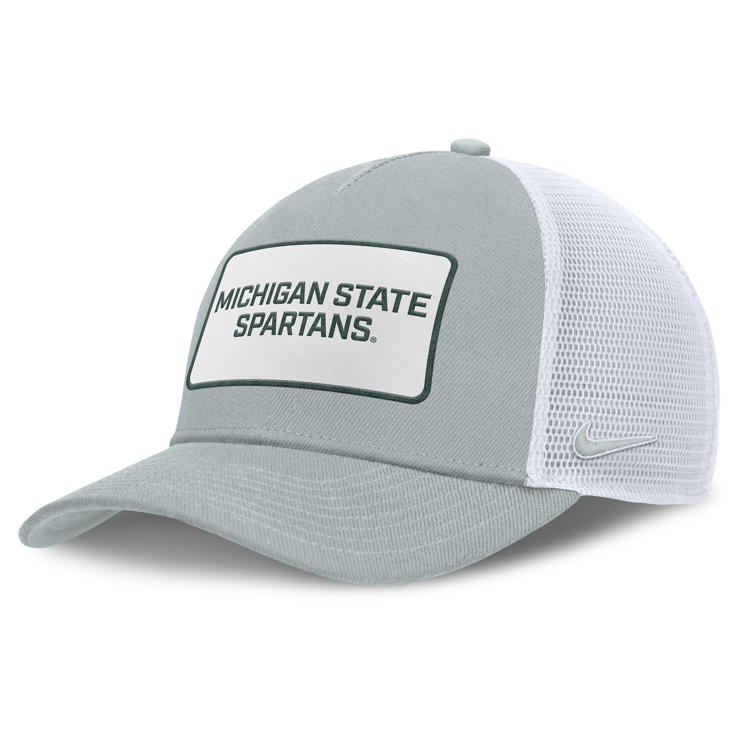 Nike Men's Gray/white Michigan State Spartans 2025 On-field Rise Patch Trucker Adjustable Hat In White