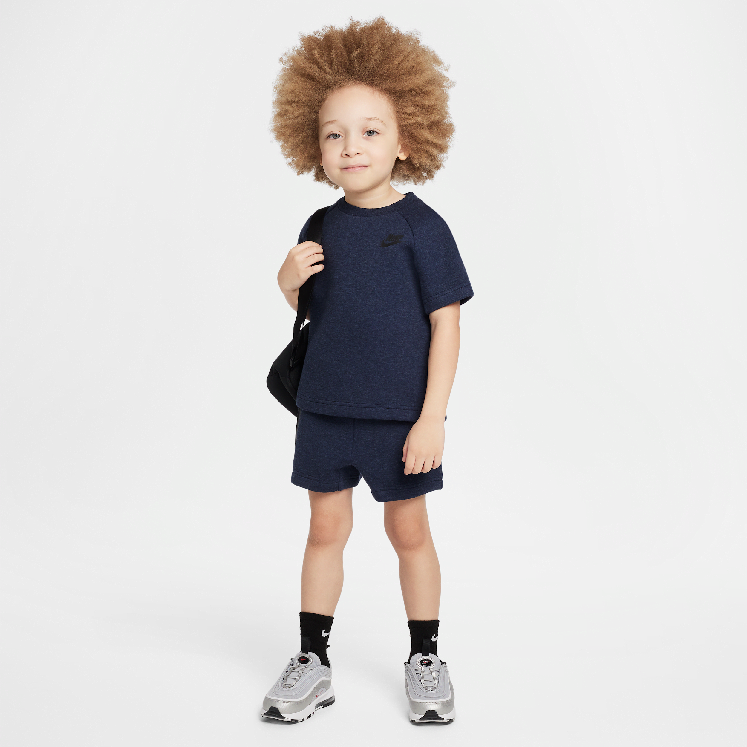 Nike Tech Fleece Toddler Tee And Shorts Set In Grey