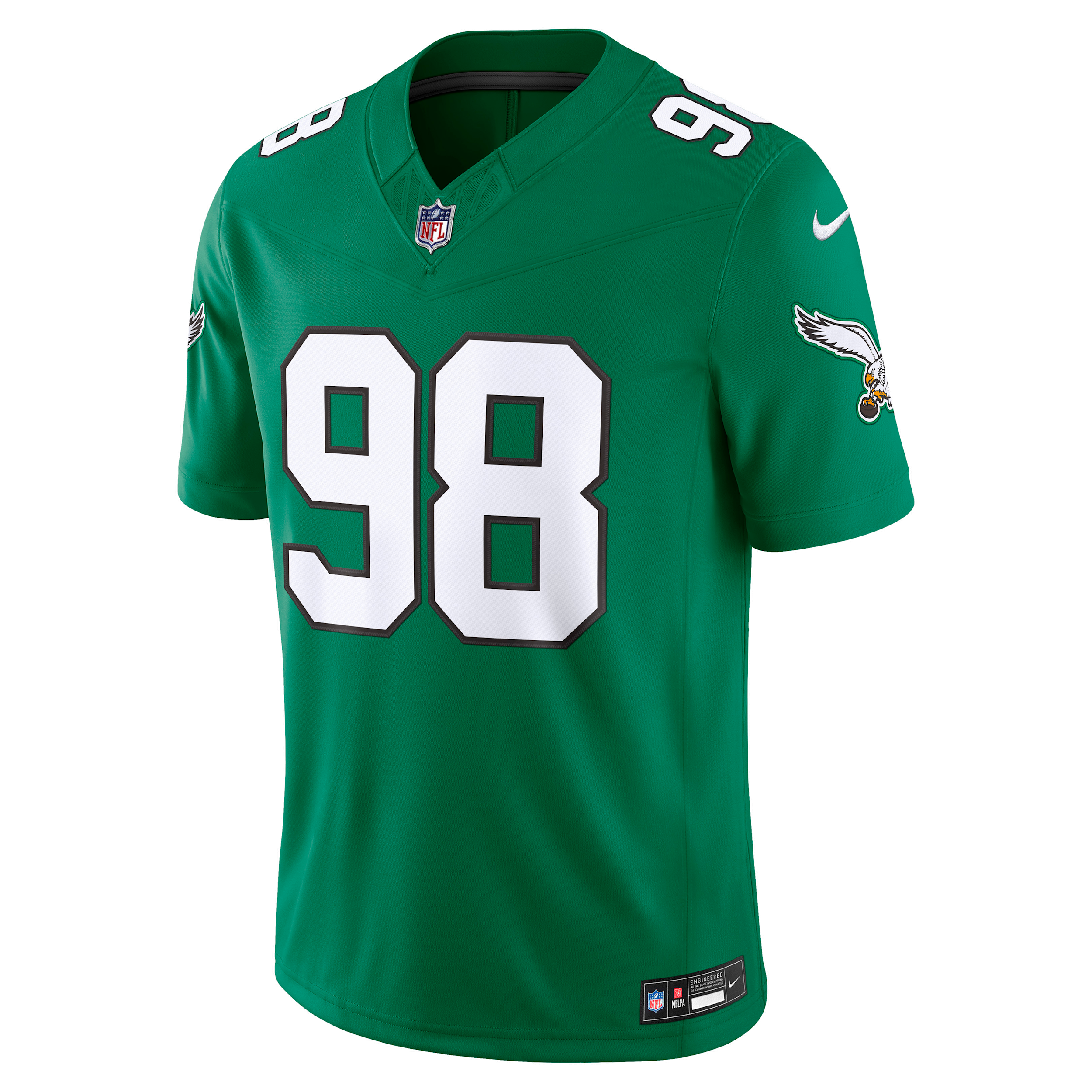 Men's Nike Jalen Carter Kelly Green Philadelphia Eagles Alternate Vapor F.U.S.E. Stitched Limited Jersey, Size: XL