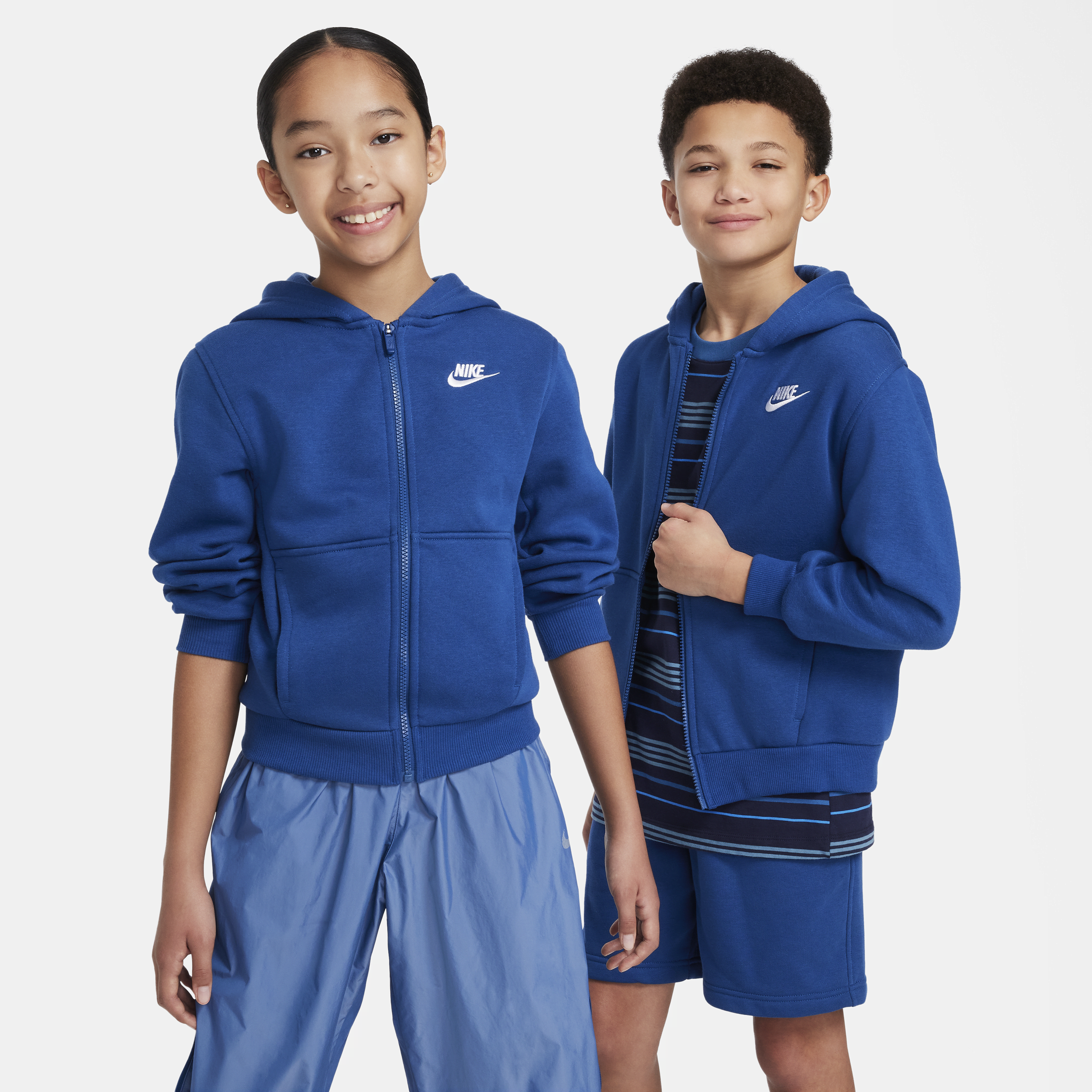 Shop Nike Sportswear Club Fleece Big Kids' Full-zip Hoodie In Blue