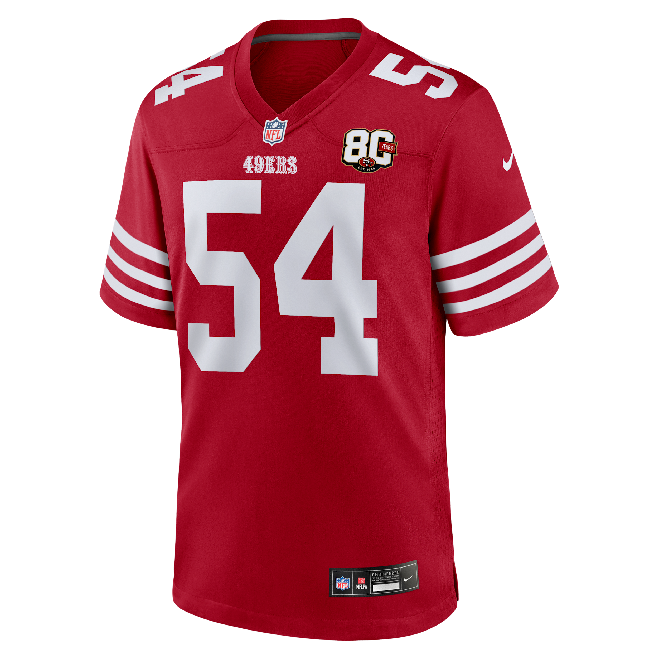 Fred Warner San Francisco 49ers 80th Anniversary Nike Men's NFL Game Jersey in Red | 67NMSAGH9BF-KZJ