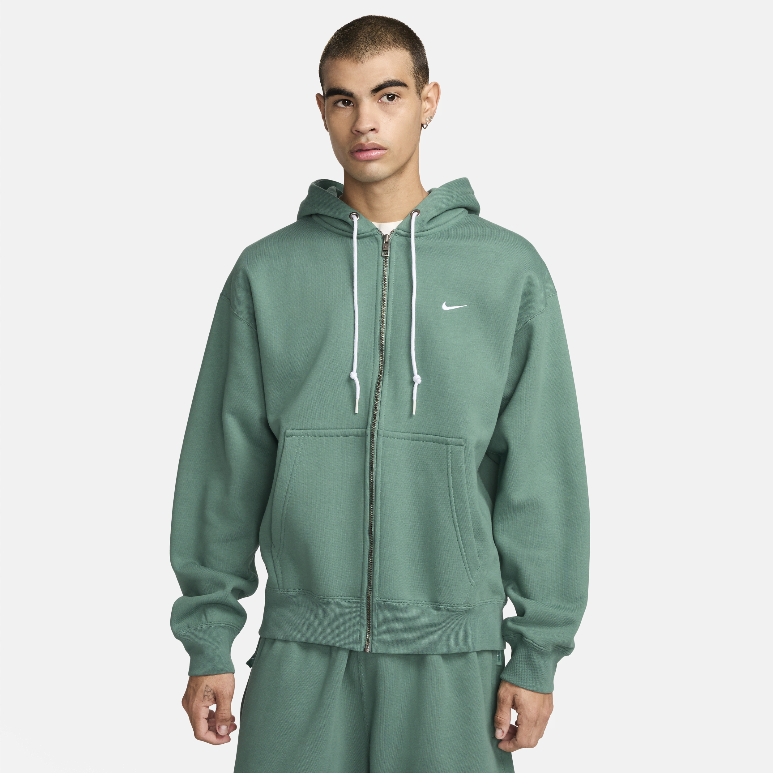 Shop Nike Men's Solo Swoosh Full-zip Hoodie In Green