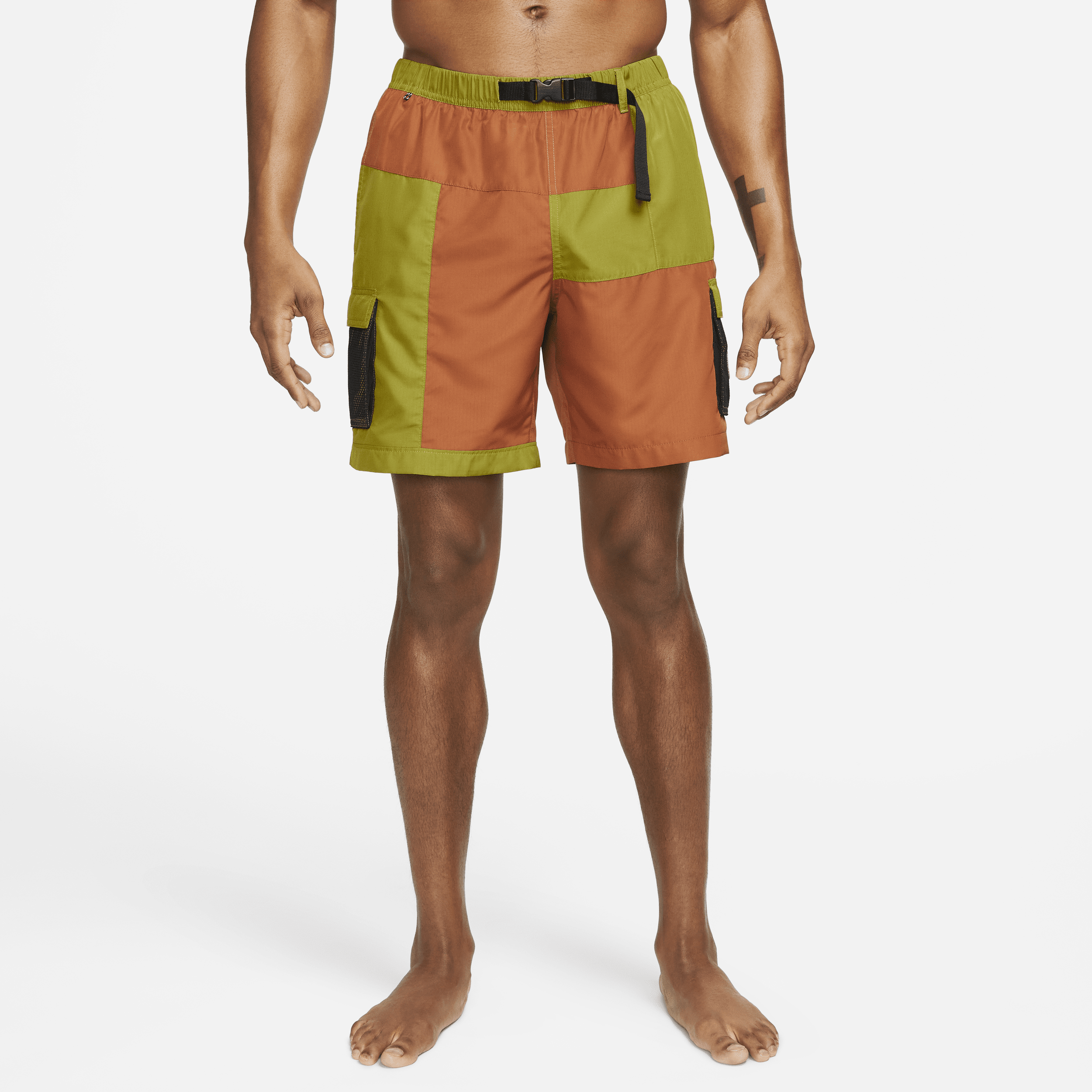 Nike Swim Color Block Cargo Swim Shorts In Green