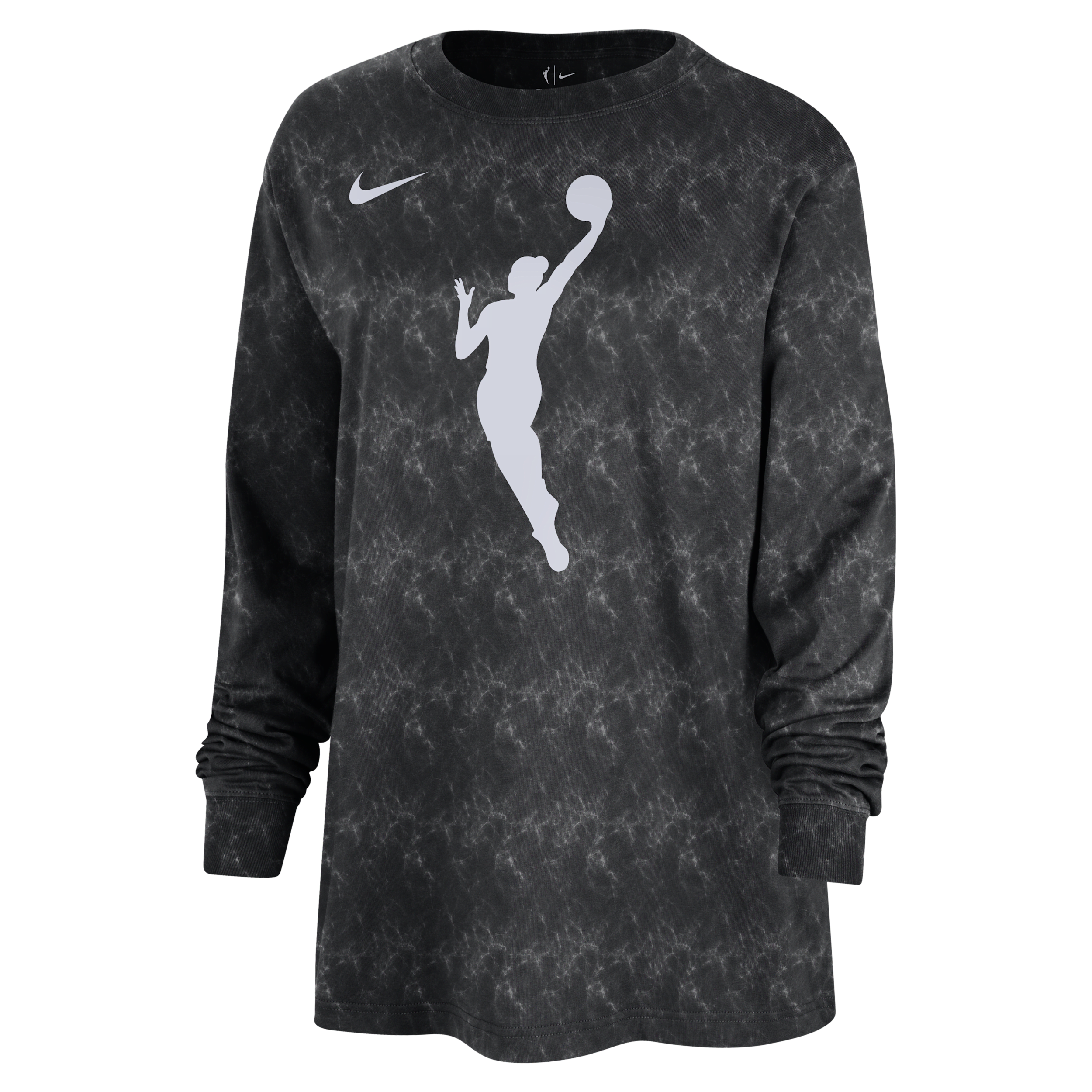 Nike Black Wnba Jumpwoman Logo Boyfriend Oversized Long Sleeve T-shirt In Black