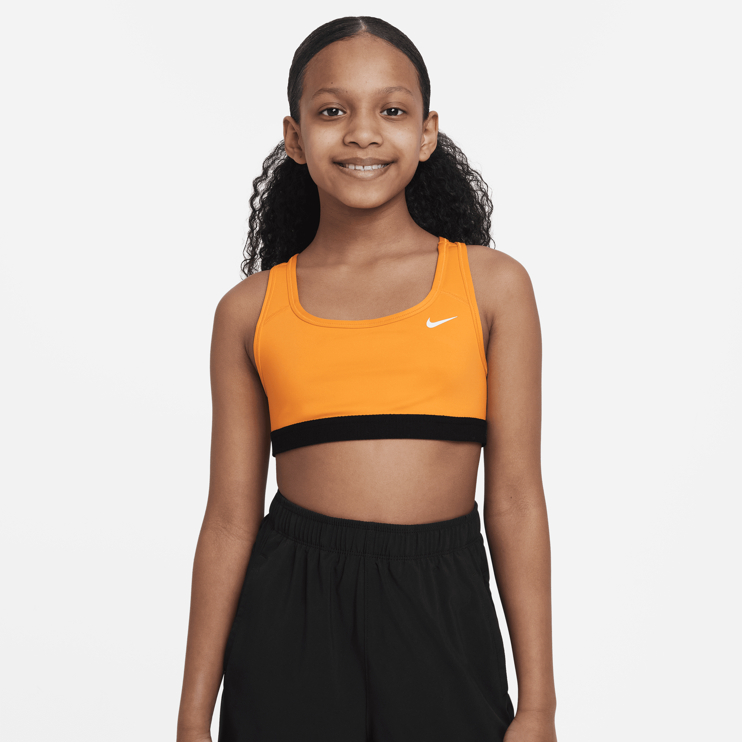 Nike Swoosh Big Kids' (girls') Sports Bra In Orange