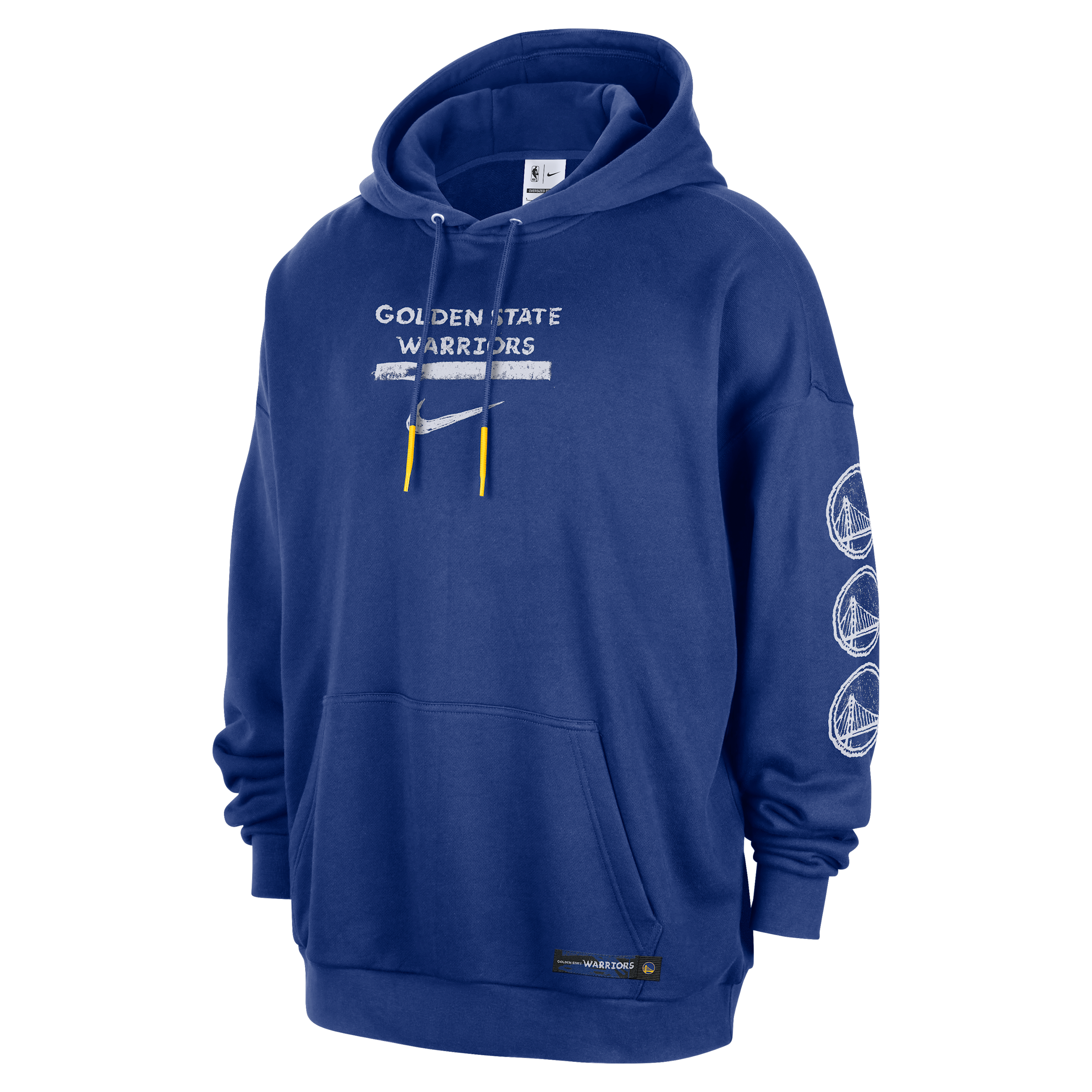 Nike Men's Golden State Warriors Courtside Jordan NBA Club Premium Pullover Hoodie in Blue | IB2300-495