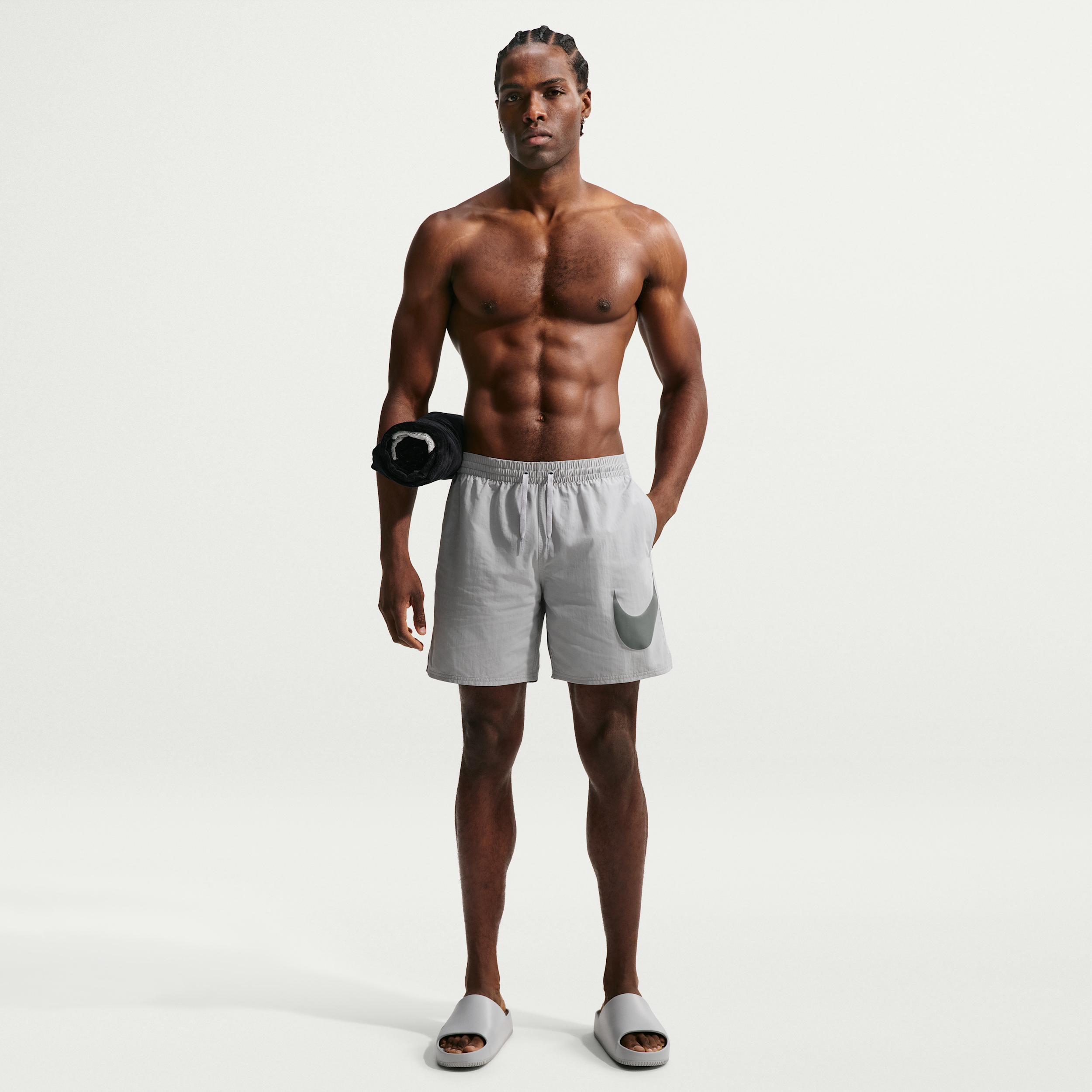 Nike Men's Swim Breaker 7" Fully Lined Volley Short in Grey | NESSF508-051