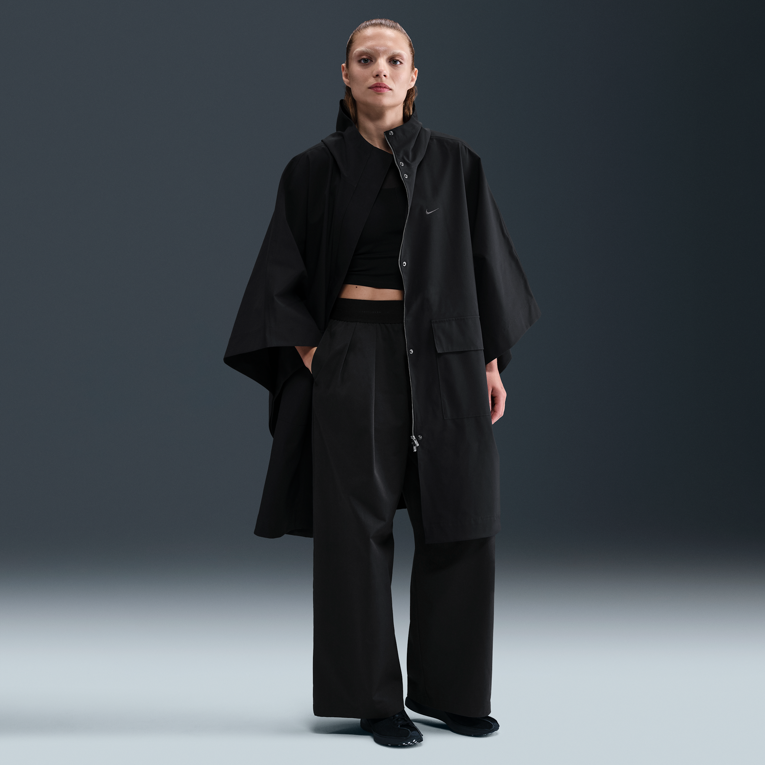 Nike Women's  Sportswear Tailored Rain Poncho In Black