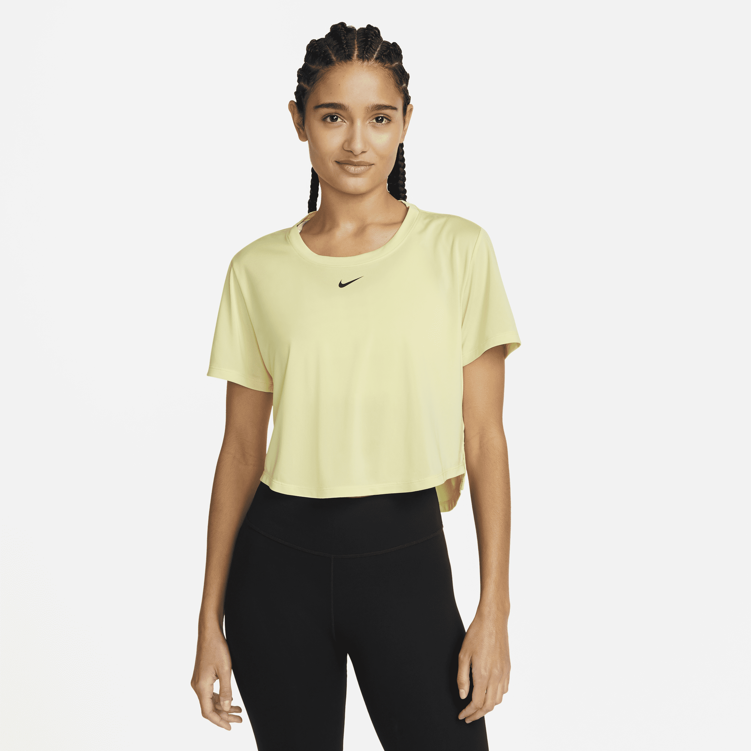Nike Women's Dri-fit One Standard Fit Short-sleeve Cropped Top In Yellow